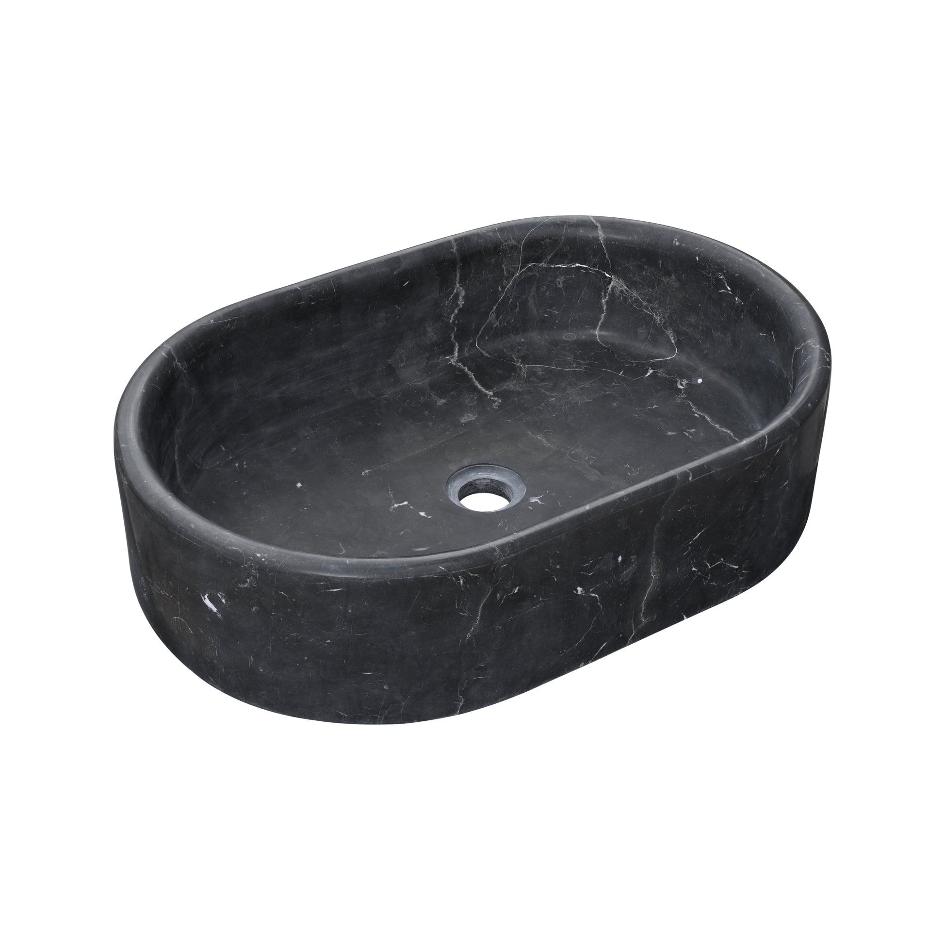 23.6" Bathroom Oval Dark Gray Matte Finish Marble Vessel Sink