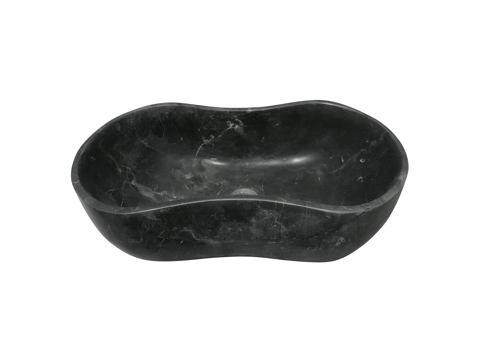 23.6" Organic Wavy Shape Stone Matte Finish Marble Vessel Basin