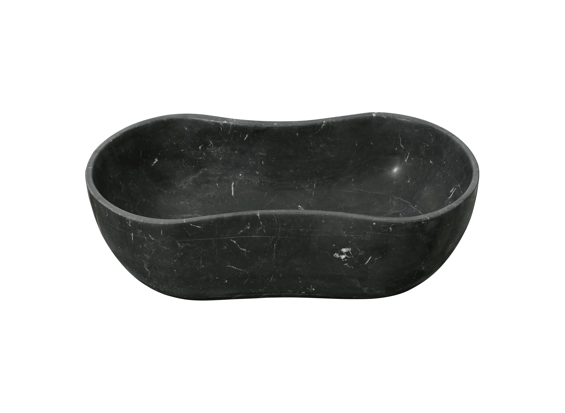 23.6" Organic Wavy Shape Stone Matte Finish Marble Vessel Basin