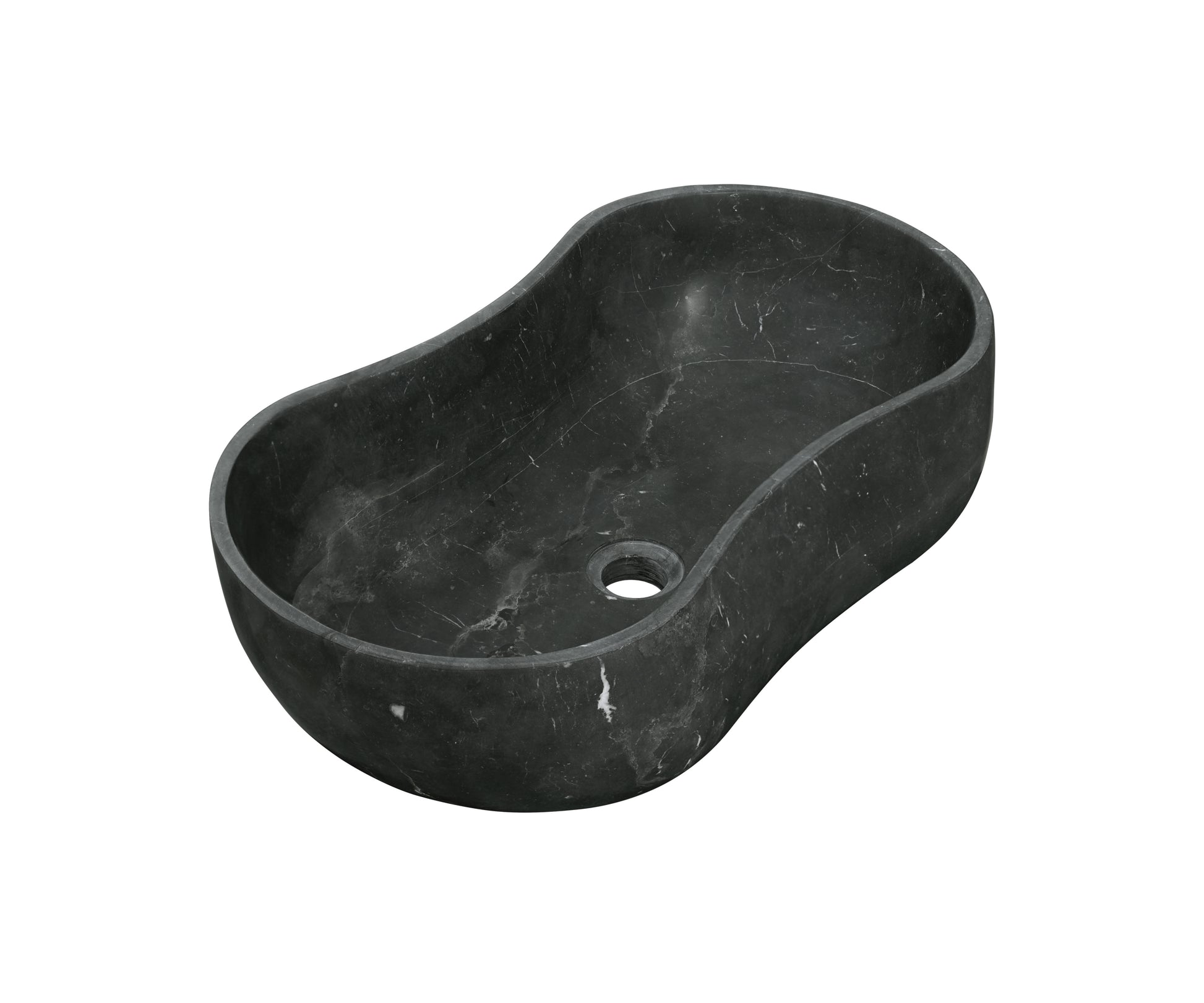23.6" Organic Wavy Shape Stone Matte Finish Marble Vessel Basin
