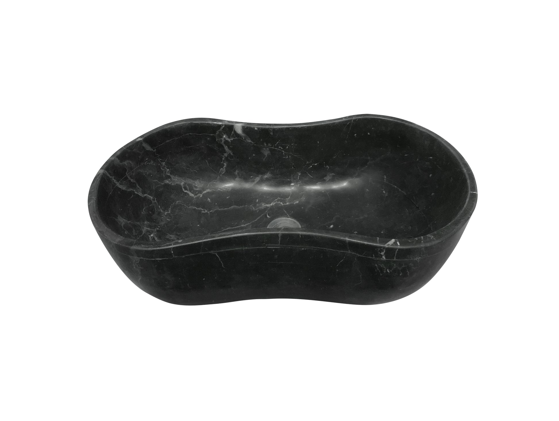 23.6" Organic Wavy Shape Stone Matte Finish Marble Vessel Basin