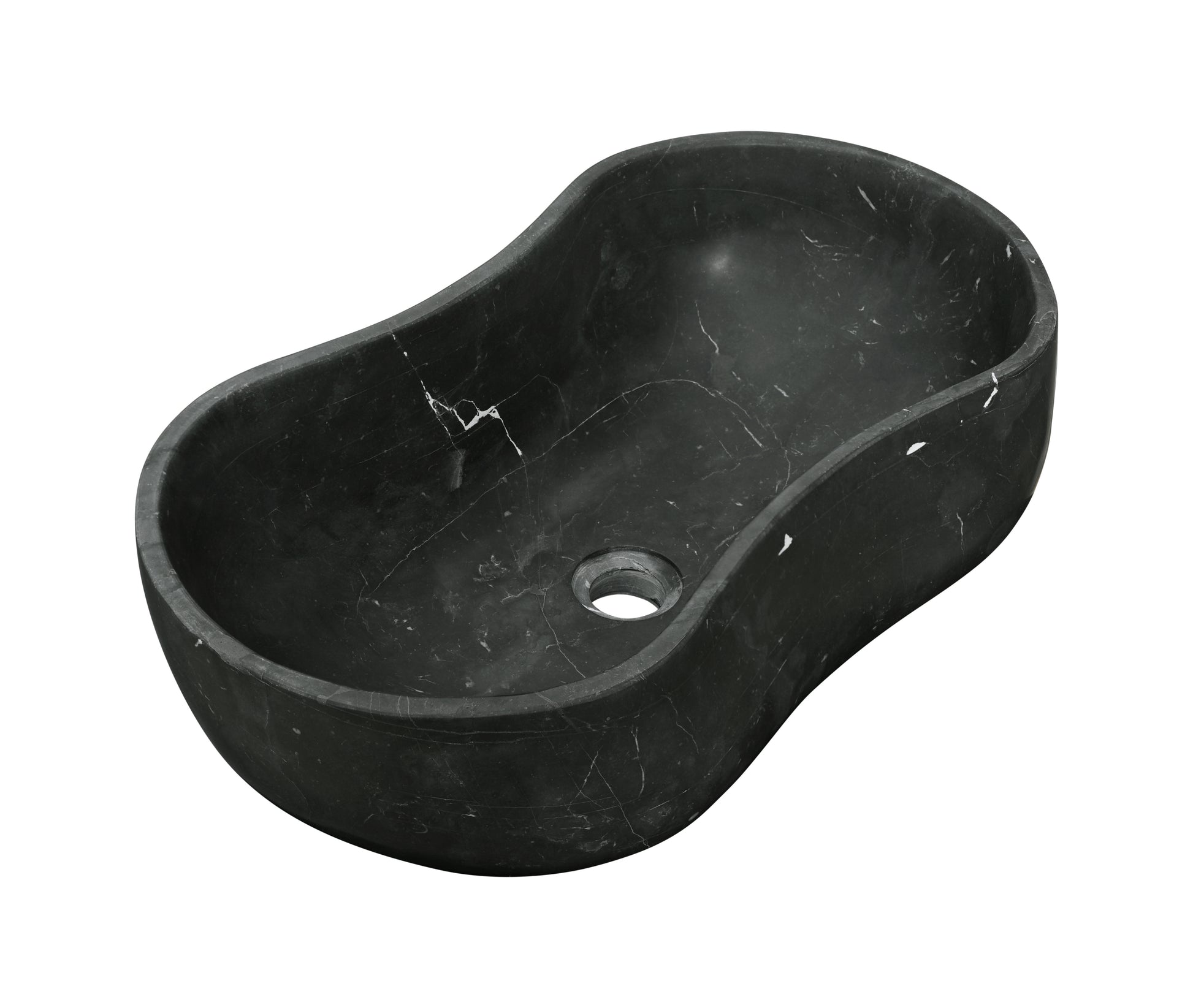 23.6" Organic Wavy Shape Stone Matte Finish Marble Vessel Basin