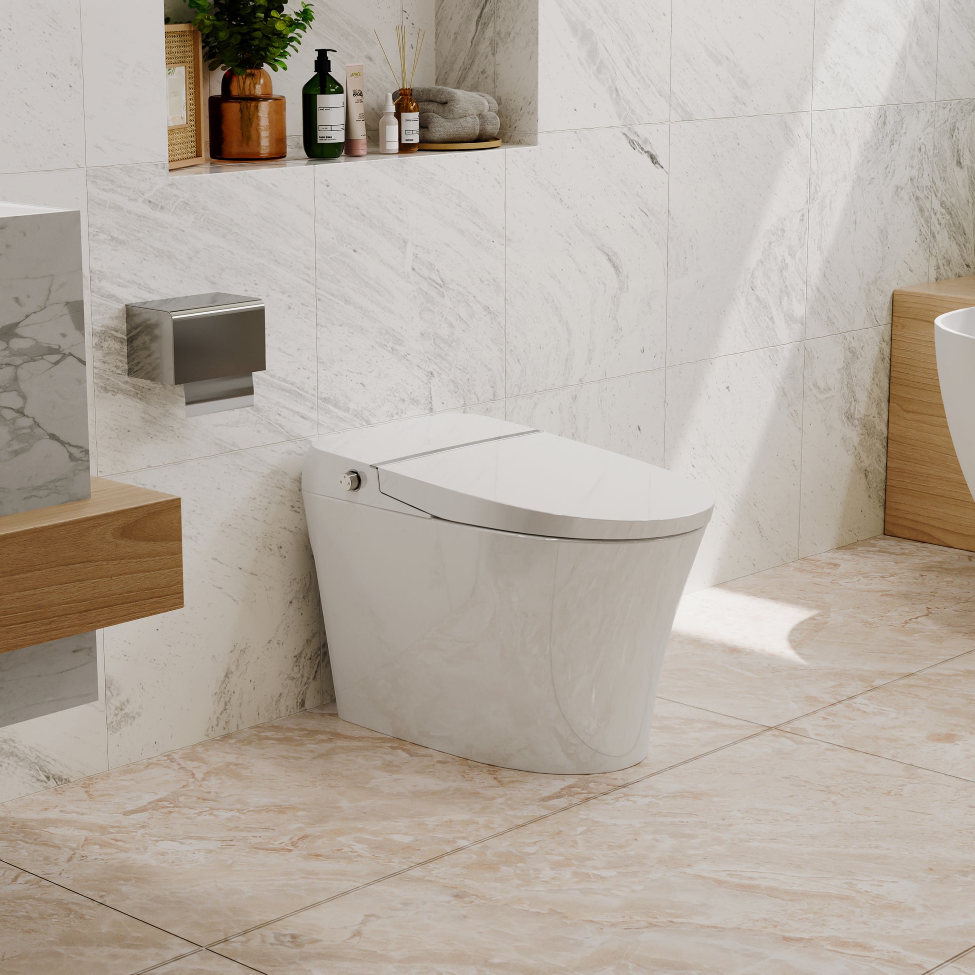 Heated Seat Smart Toilet with Dual Flush 1/1.28 GPF and Adjustable Temperature