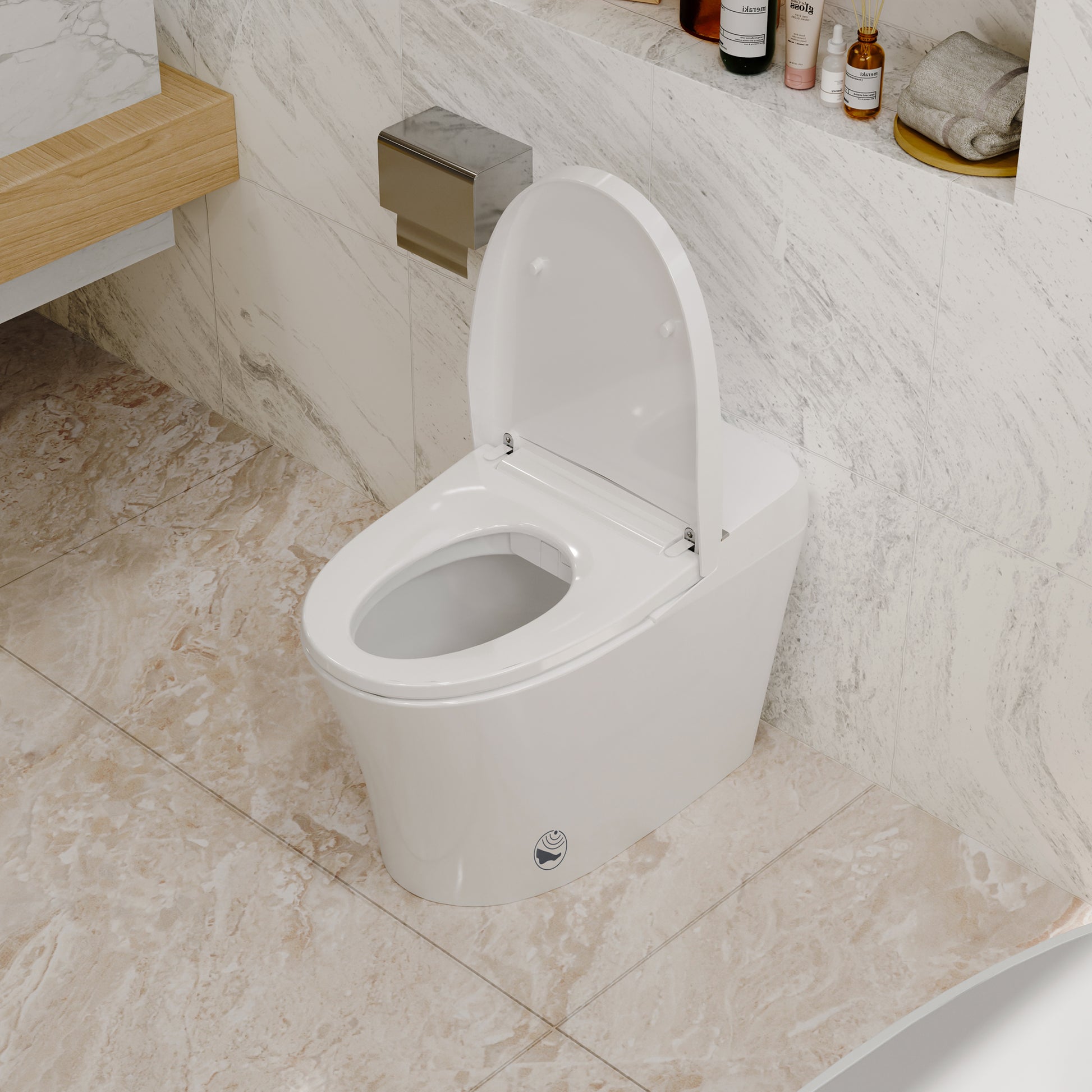 Compact Dual Flush Smart Toilet Bidet Combo with Self-Cleaning Nozzle