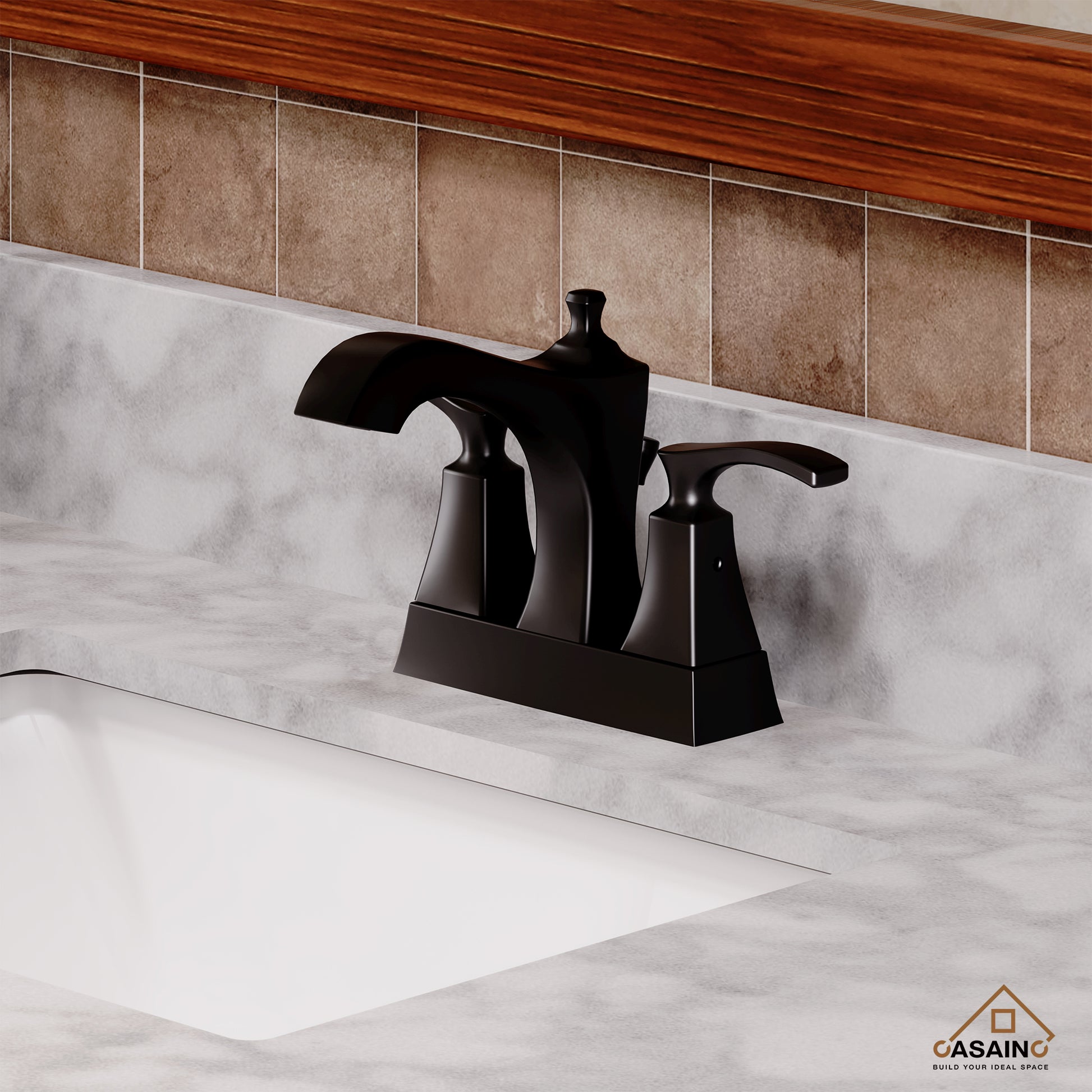 Luxurious 2-Hole Bathroom Sink Faucet Set with Dual Handles, Matte Black Finish