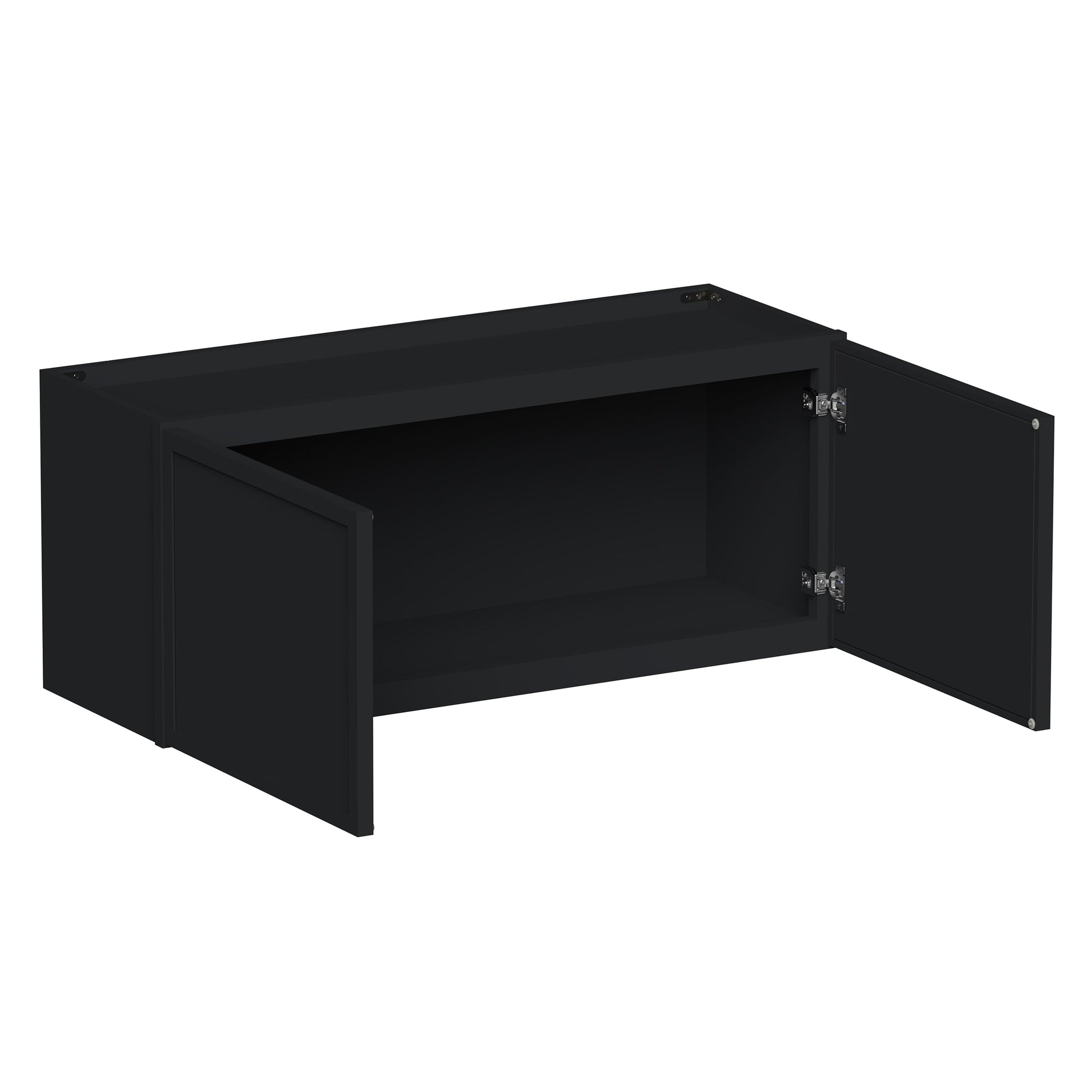Slim Ebony Black Shaker RTA 24"-36"W x 12"-24"H x 12"D 17-Size Short Wall Cabinet with 2 Doors