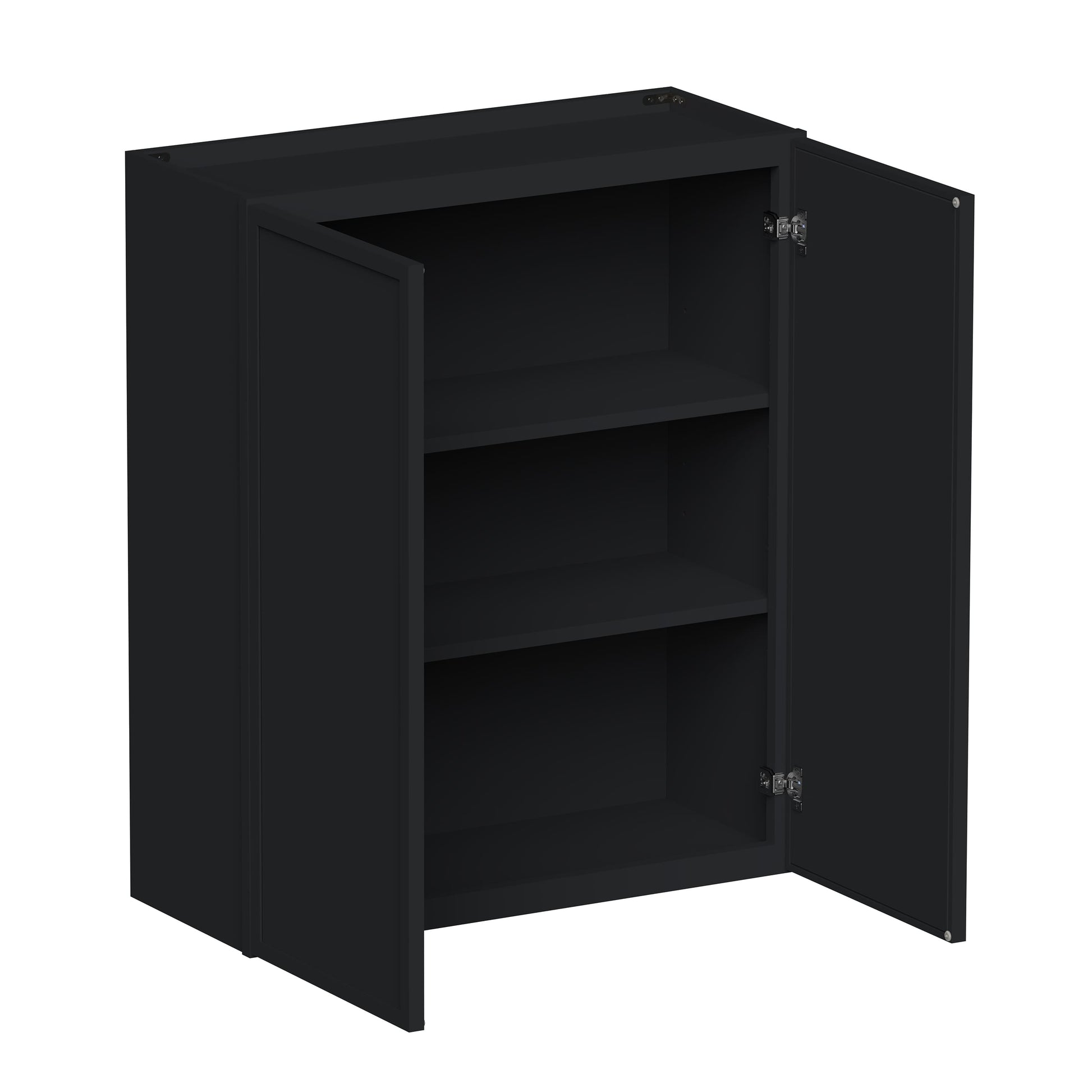 Slim Ebony Black Shaker RTA 24"-36"W x 30"/36"/42"H x 12"D 15-Size Standard Wall Cabinet with 2 Doors