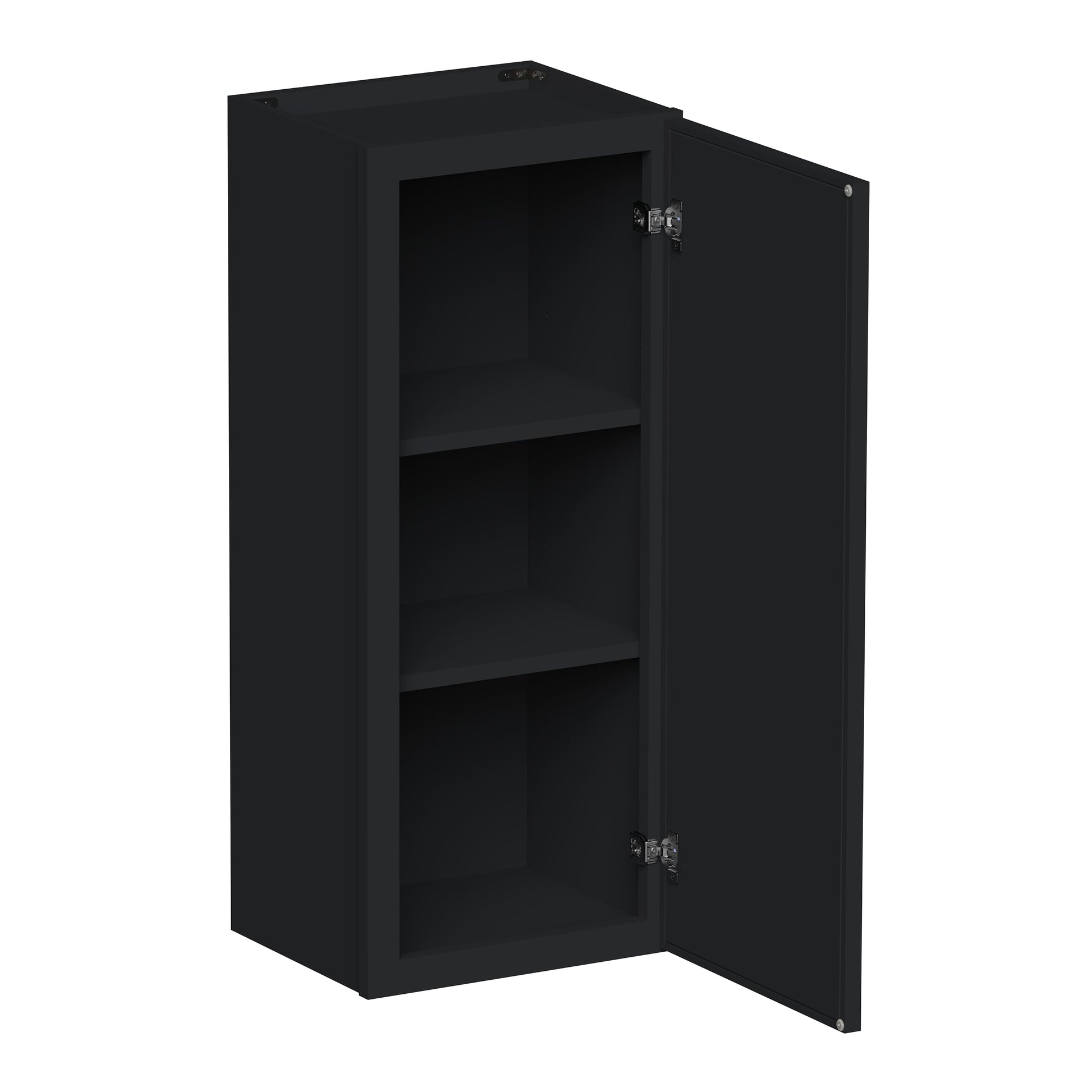 Slim Ebony Black Shaker RTA 9"-21"W x 30"/36"/42"H x 12"D 15-Size Single Door Standard Wall Cabinet