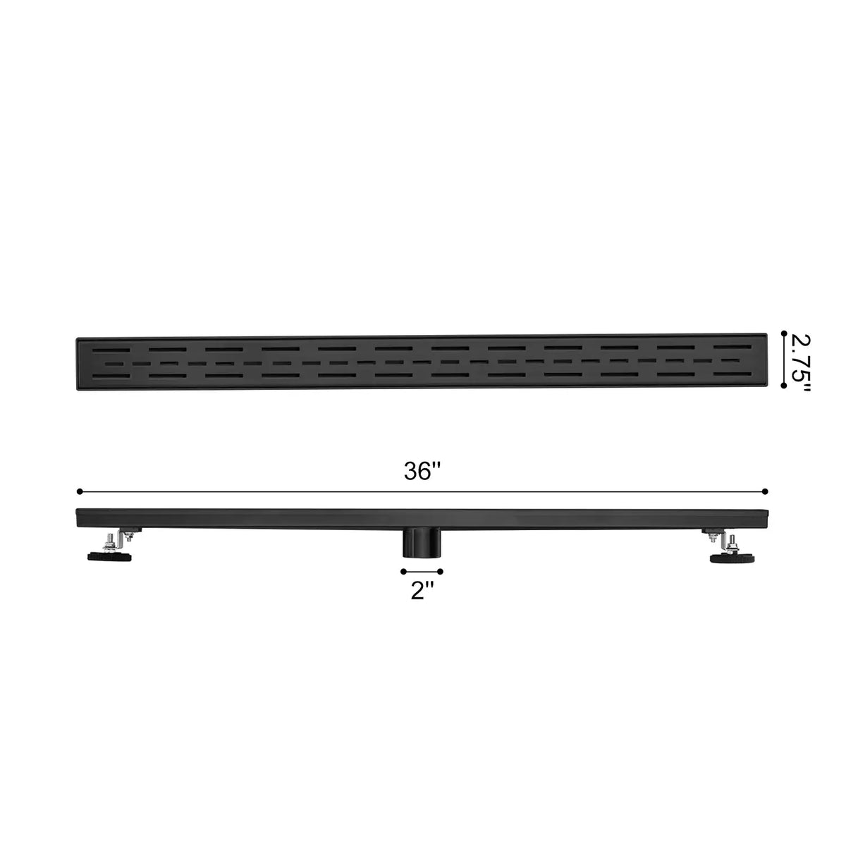 Linear Shower Drain with Brick Pattern Grate Cover and Hair Strainer in 304 Stainless Steel