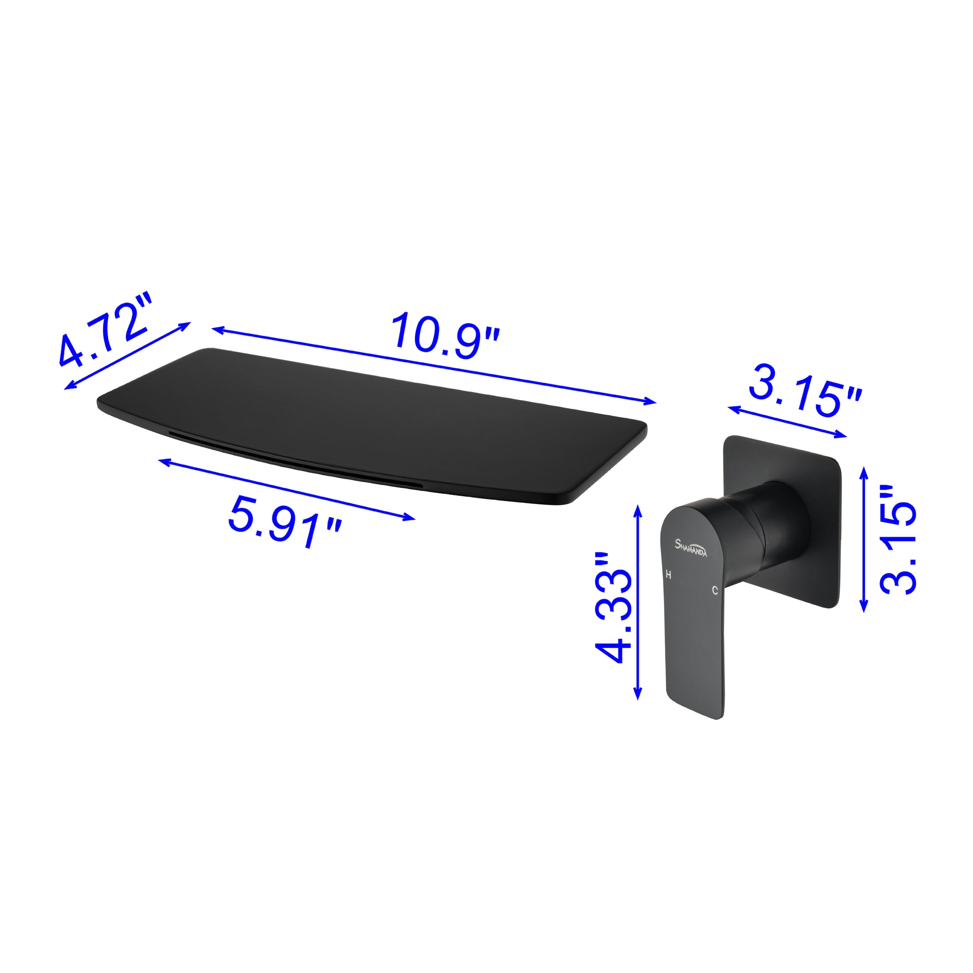 Wall Mounted Single Handle Waterfall Bathroom Sink Faucet with Rough-in Valve