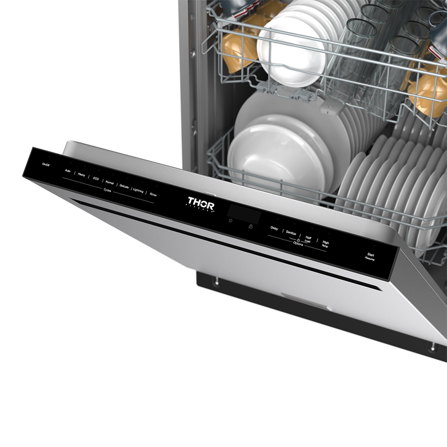 24 Inch Built-In Top Control Dishwasher with Pocket Handle – Stainless Steel/Black