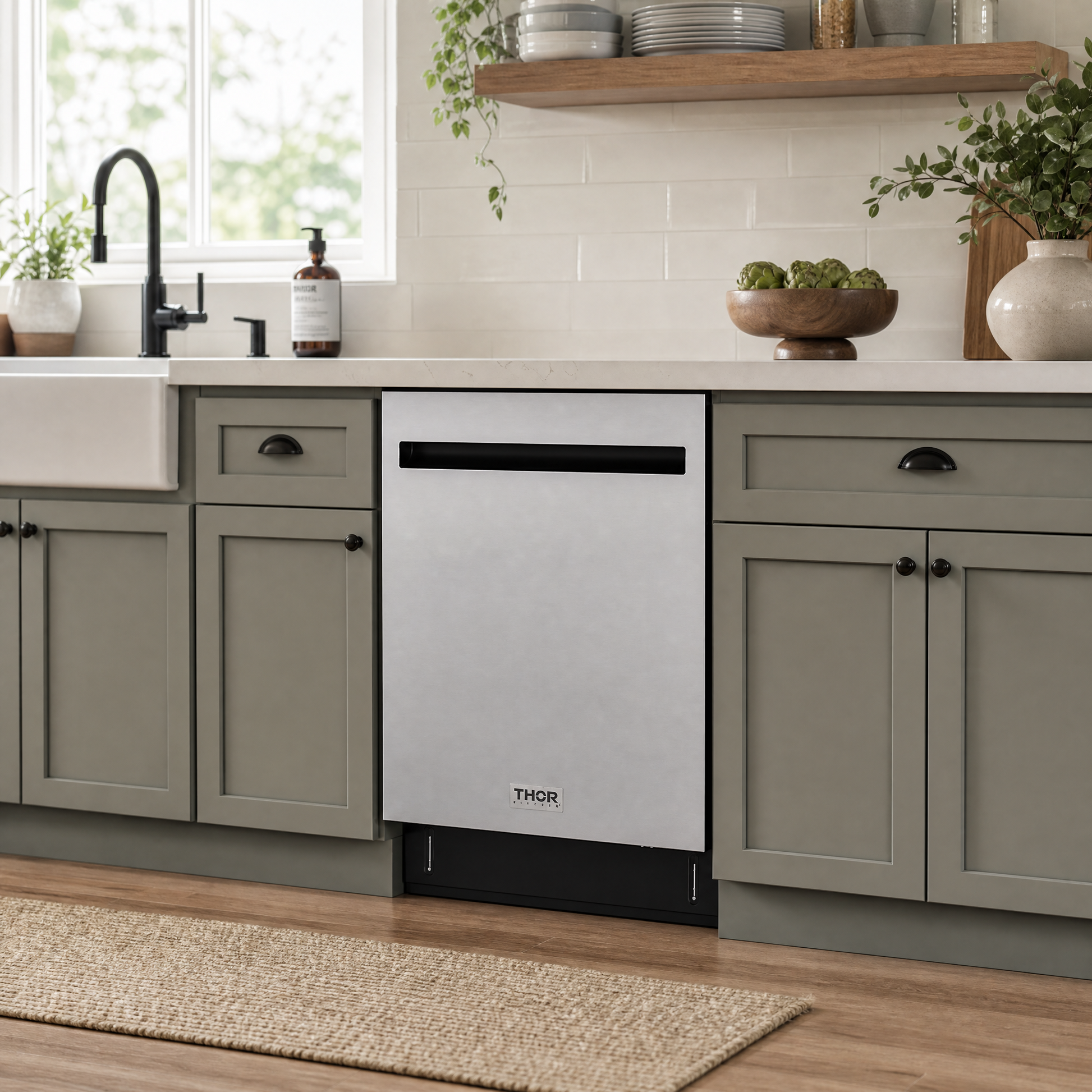 24 Inch Built-In Top Control Dishwasher with Pocket Handle – Stainless Steel/Black