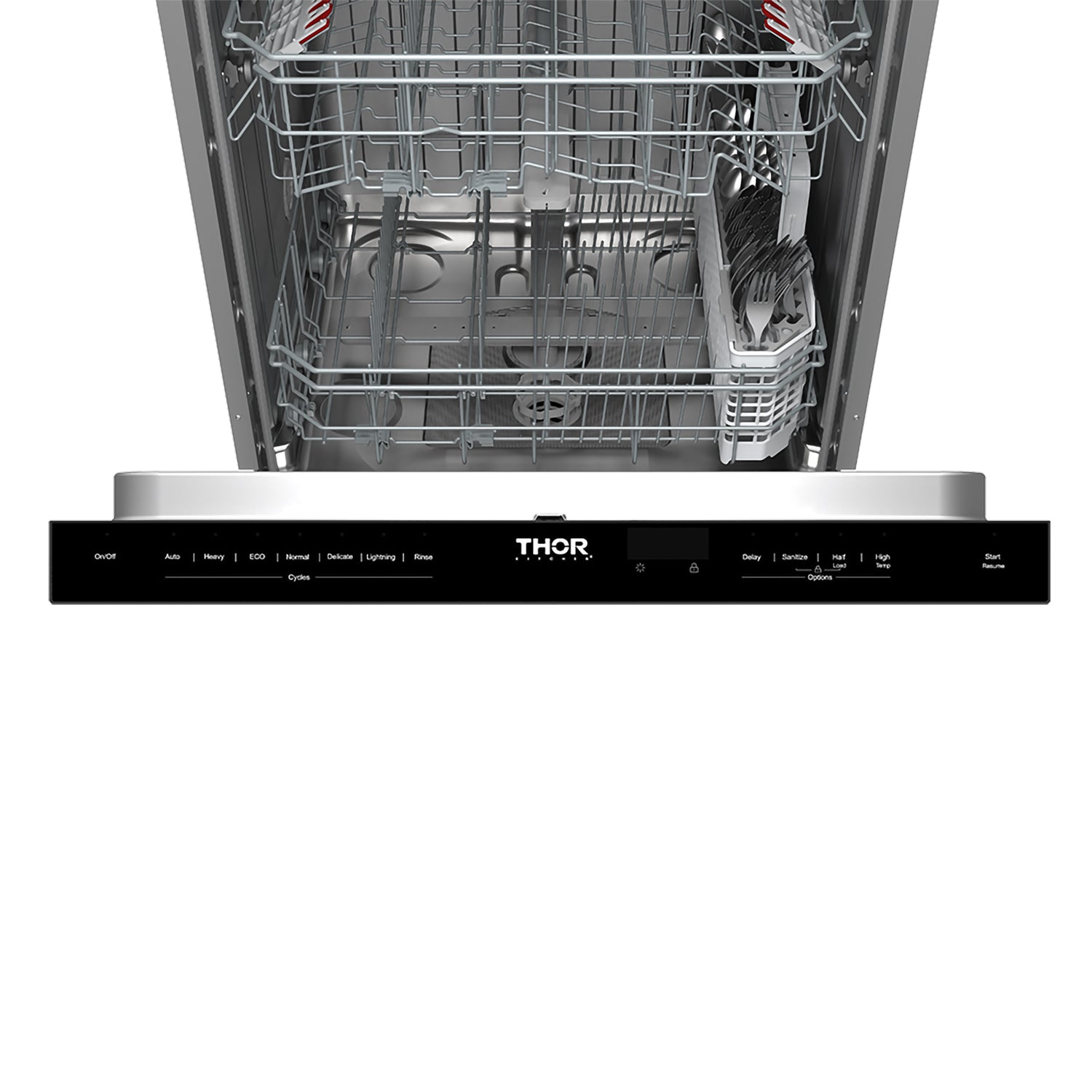 24 Inch Built-In Top Control Dishwasher with Pocket Handle – Stainless Steel/Black