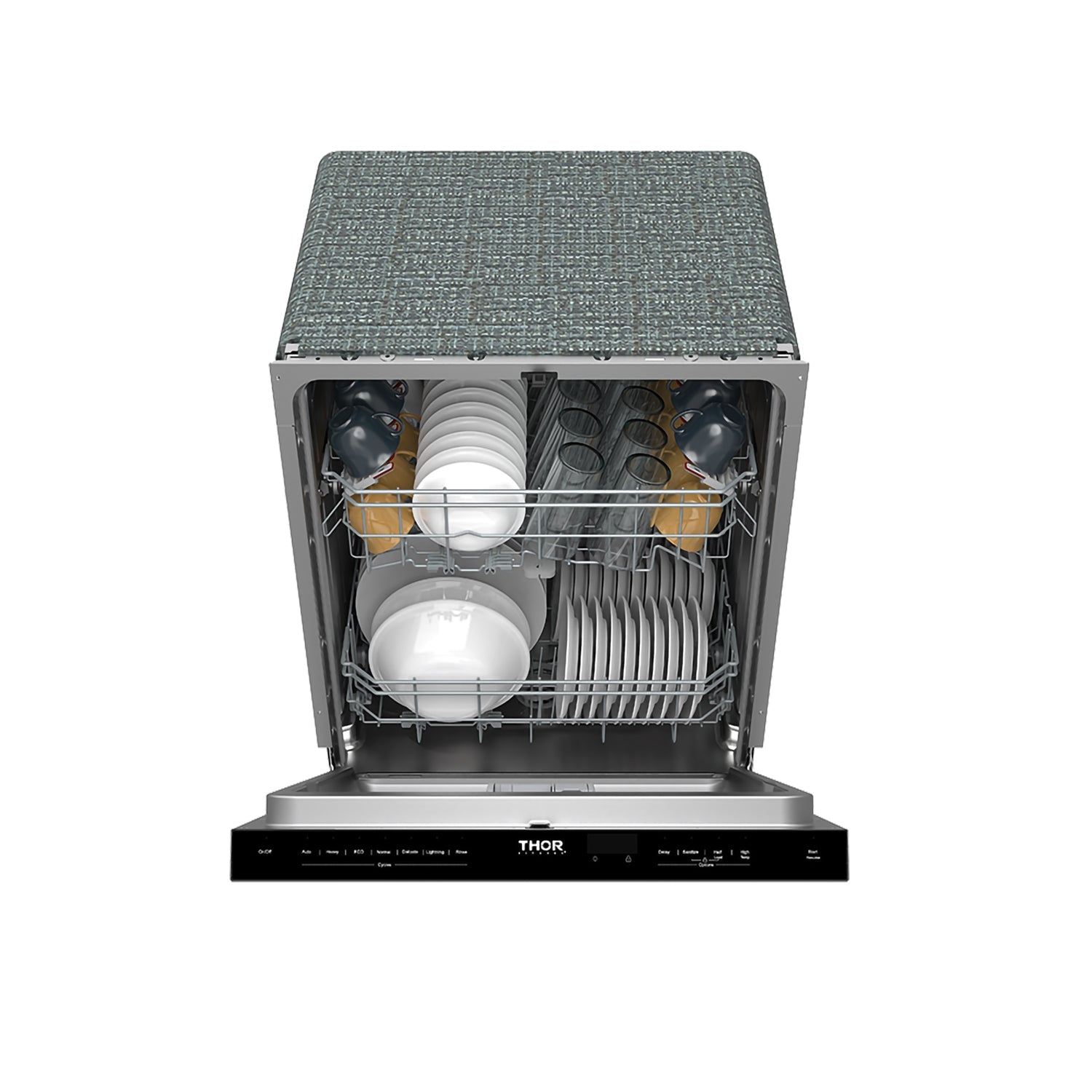 24 Inch Built-In Top Control Dishwasher with Pocket Handle – Stainless Steel/Black