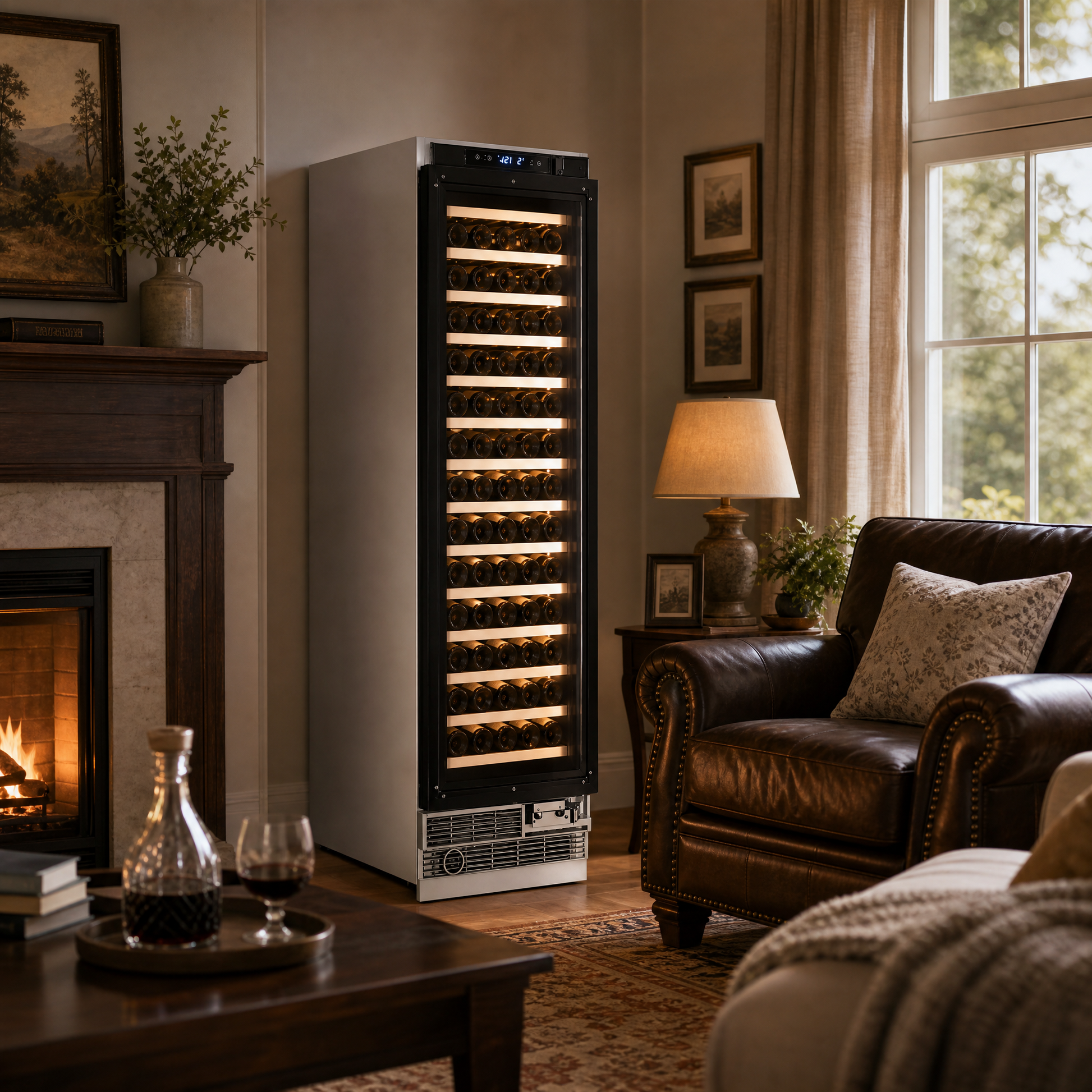 24 Inch Built-in Column Wine Cooler, Stainless Steel Panel Ready