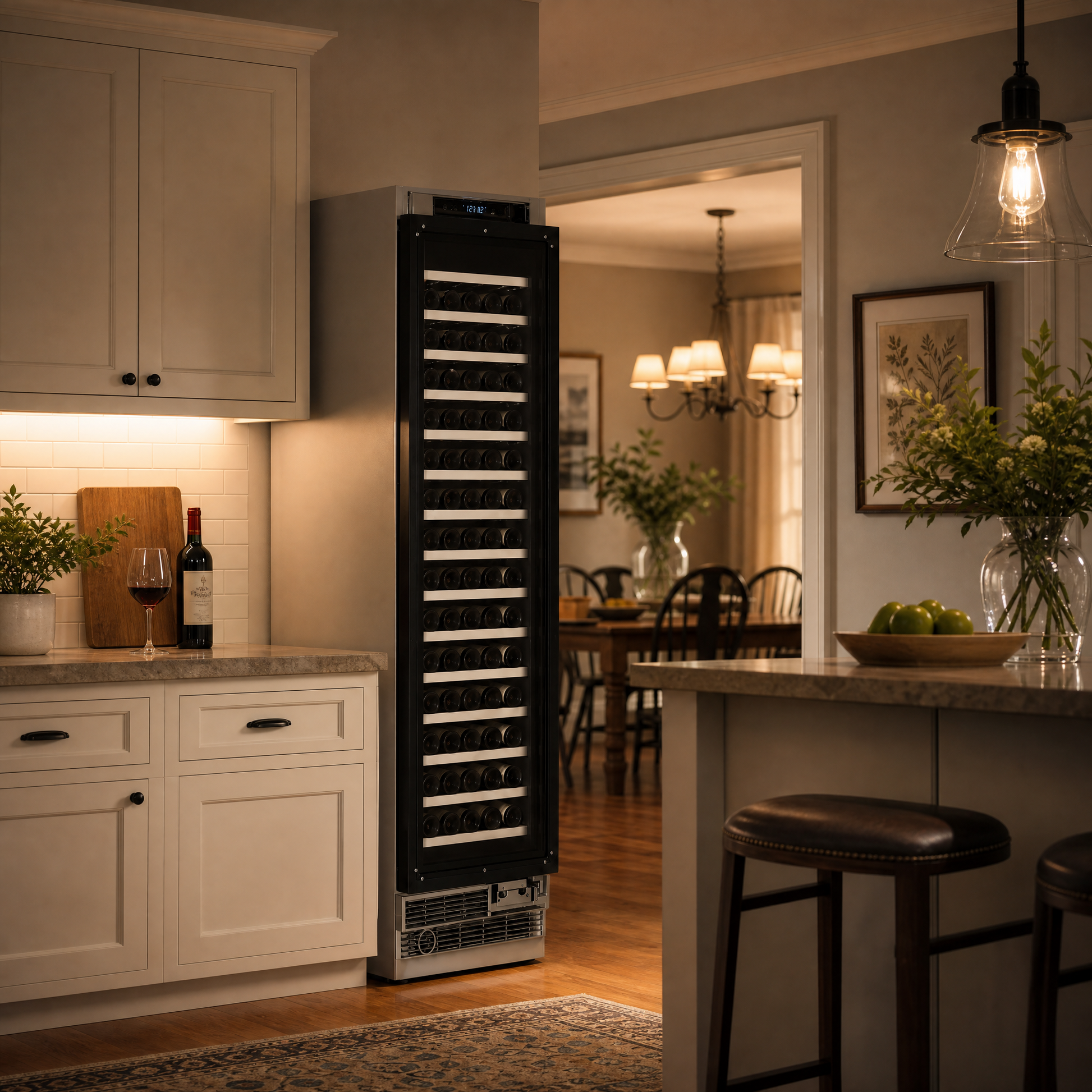 24 Inch Built-in Column Wine Cooler, Stainless Steel Panel Ready