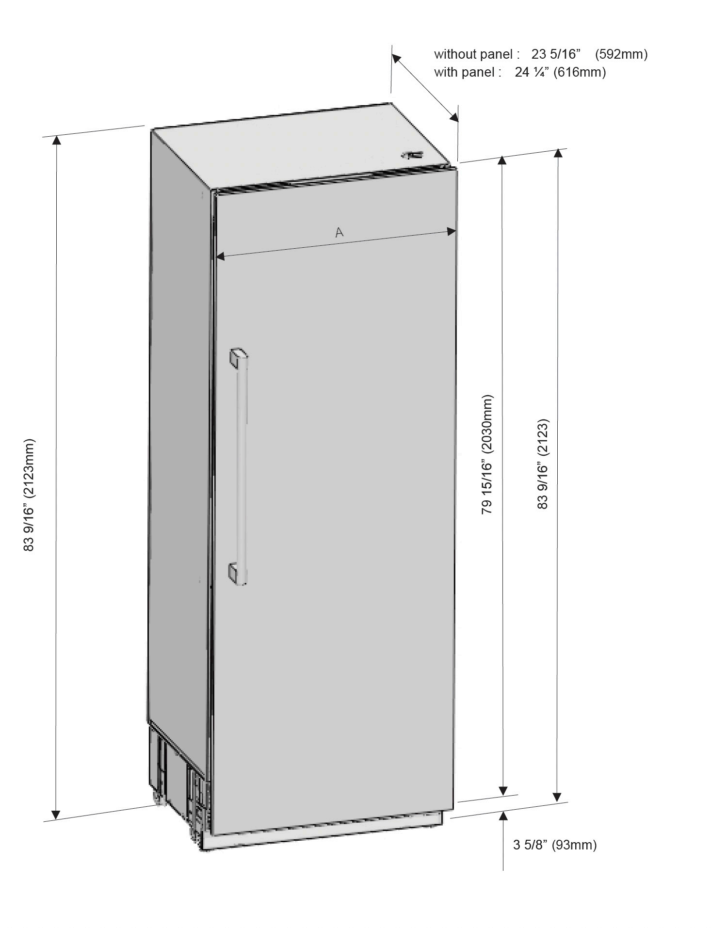 24 Inch Built-in Refrigerator Column, Panel Ready