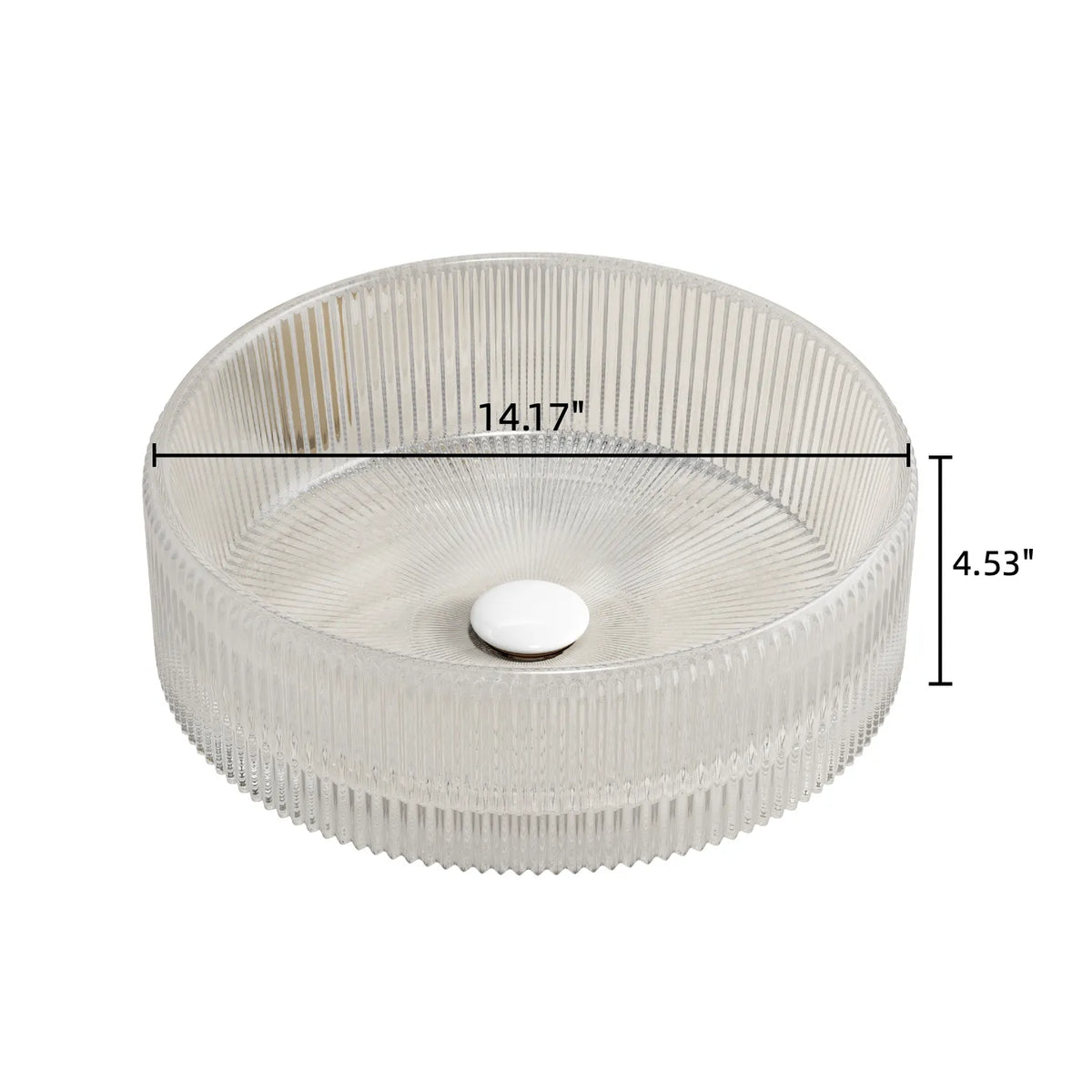 14" Round Vessel Bathroom Sink in 5 Finishes, Ceramic or Transparent Glass