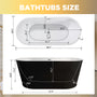 59 in. Acrylic Freestanding Soaking Bathtub with Toe-Tap Drain in Glossy White/Black