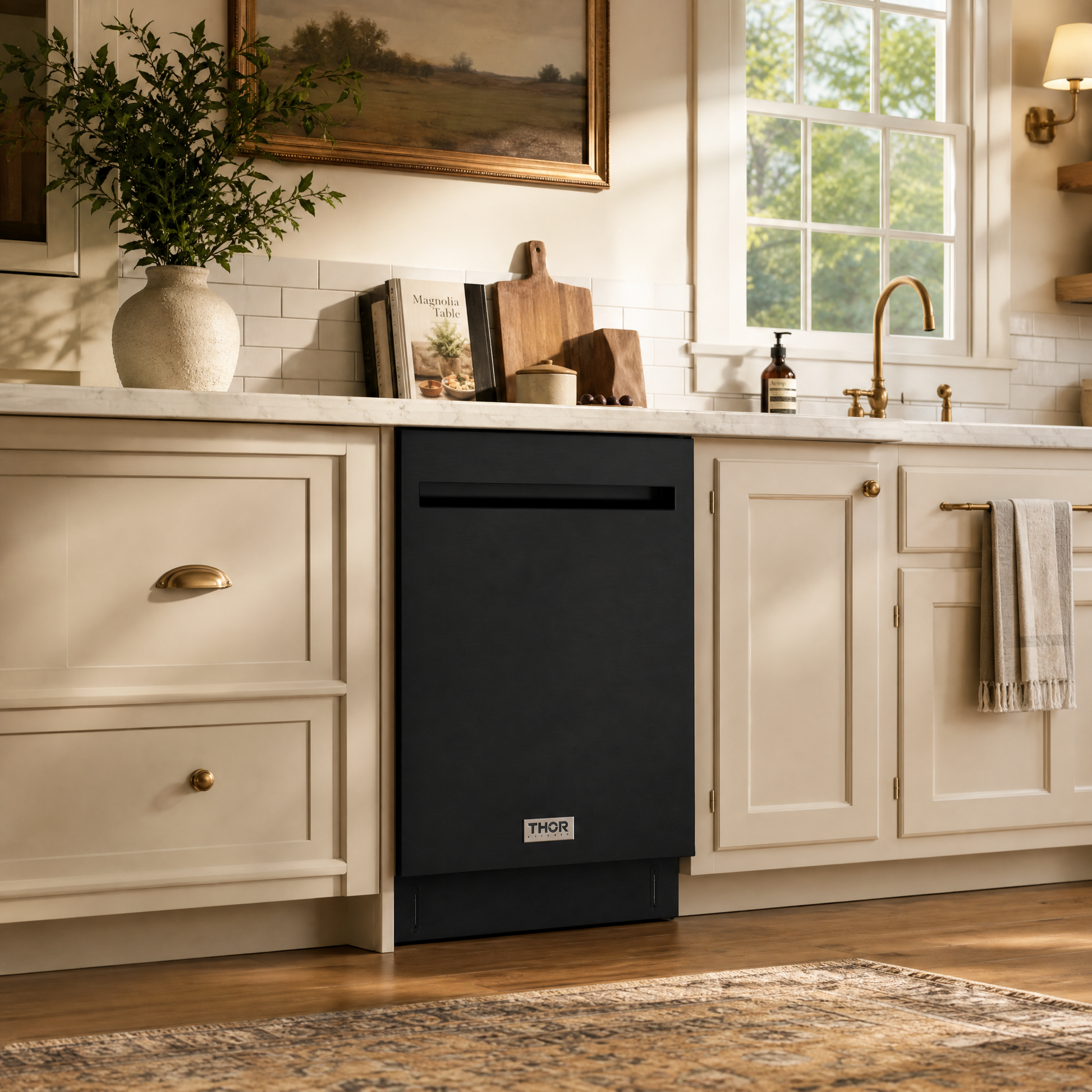 24 Inch Built-In Top Control Dishwasher with Pocket Handle – Stainless Steel/Black