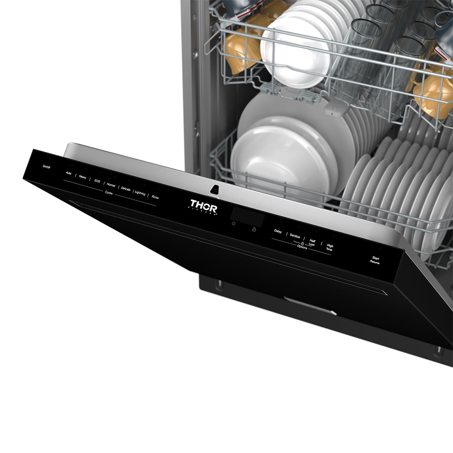 24 Inch Built-In Top Control Dishwasher with Pocket Handle – Stainless Steel/Black