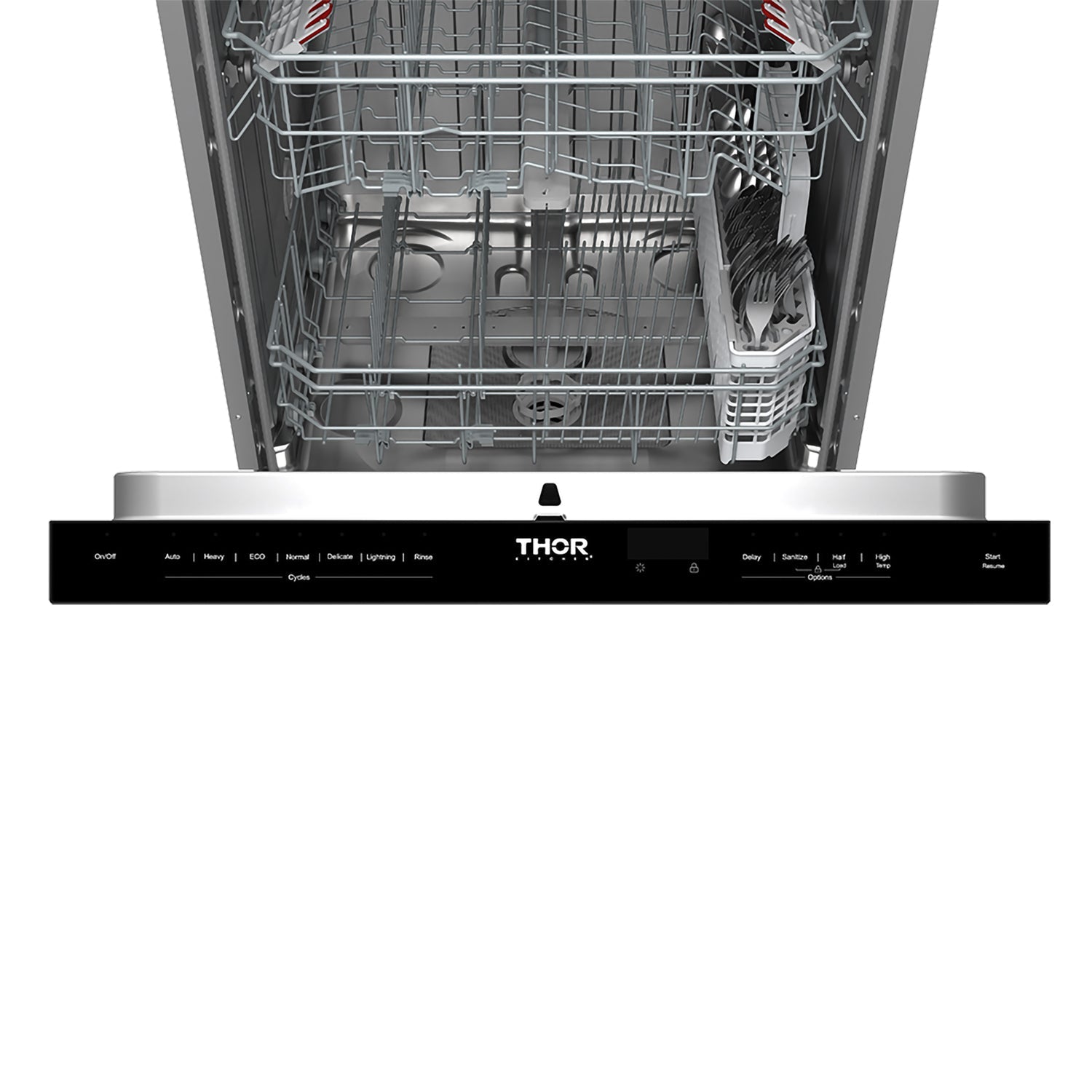 24 Inch Built-In Top Control Dishwasher with Pocket Handle – Stainless Steel/Black