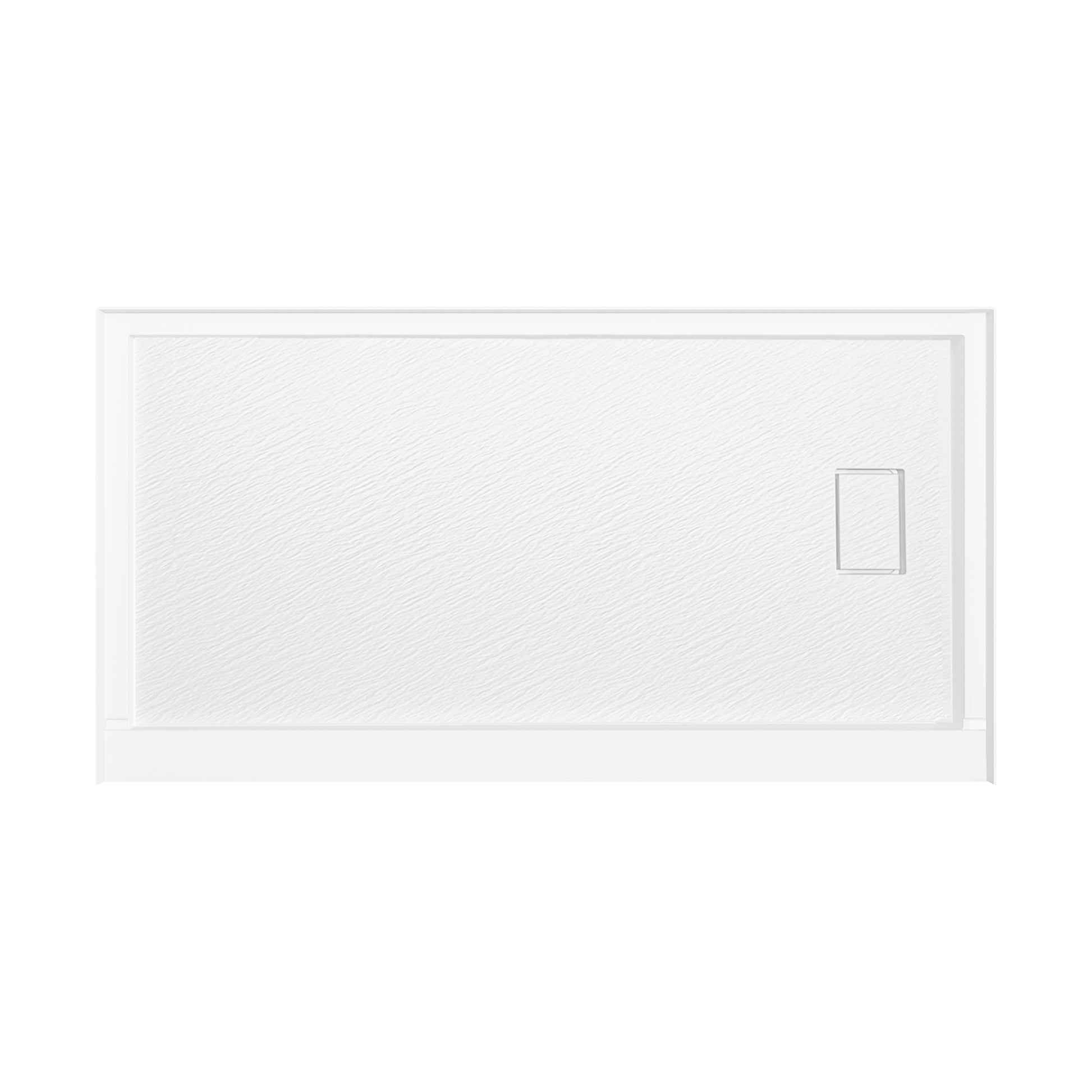 One-piece White Shower Base with Flamed Rock Slip-Resistant Surface, Left/Right Drain