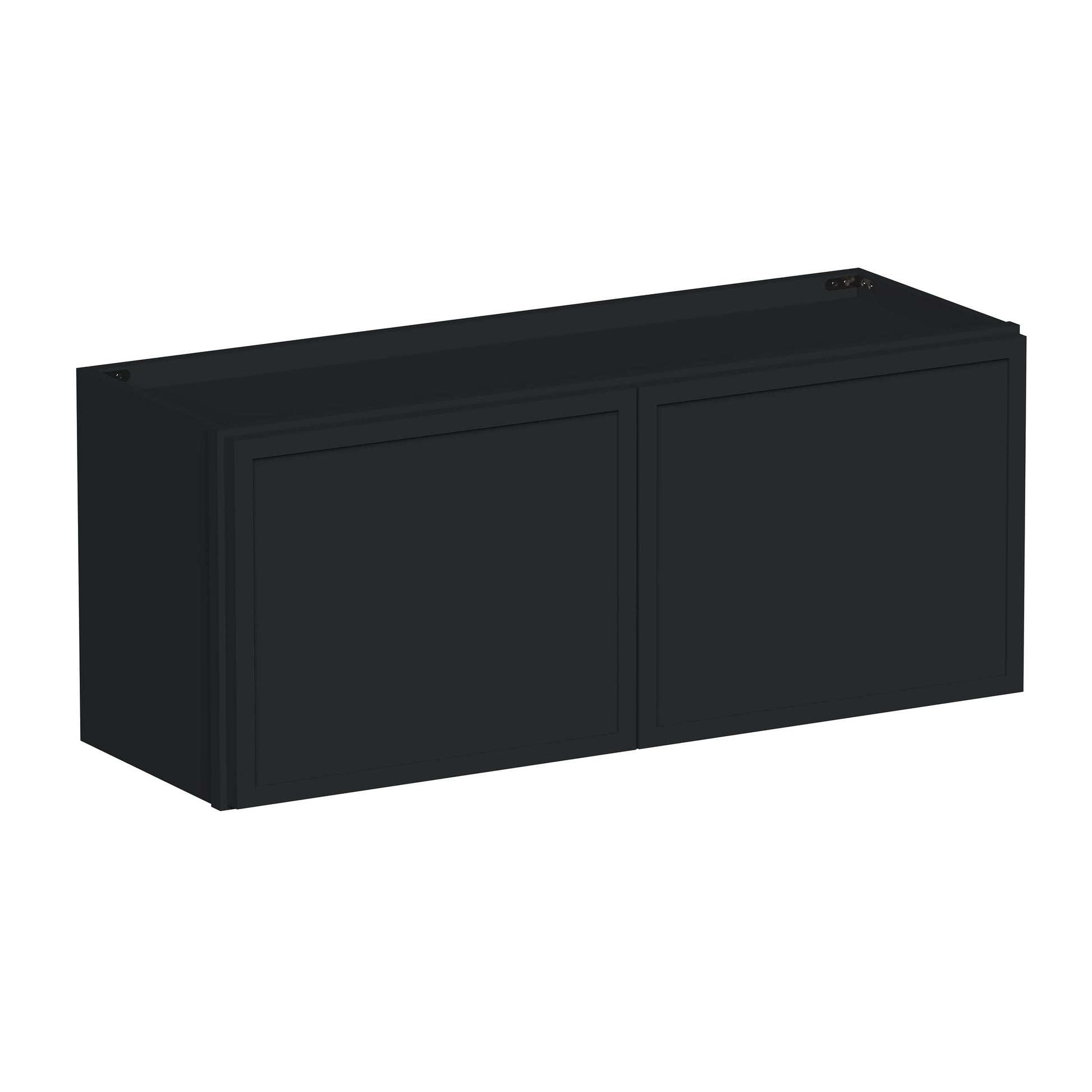Slim Ebony Black Shaker RTA 24"-36"W x 12"-24"H x 12"D 17-Size Short Wall Cabinet with 2 Doors