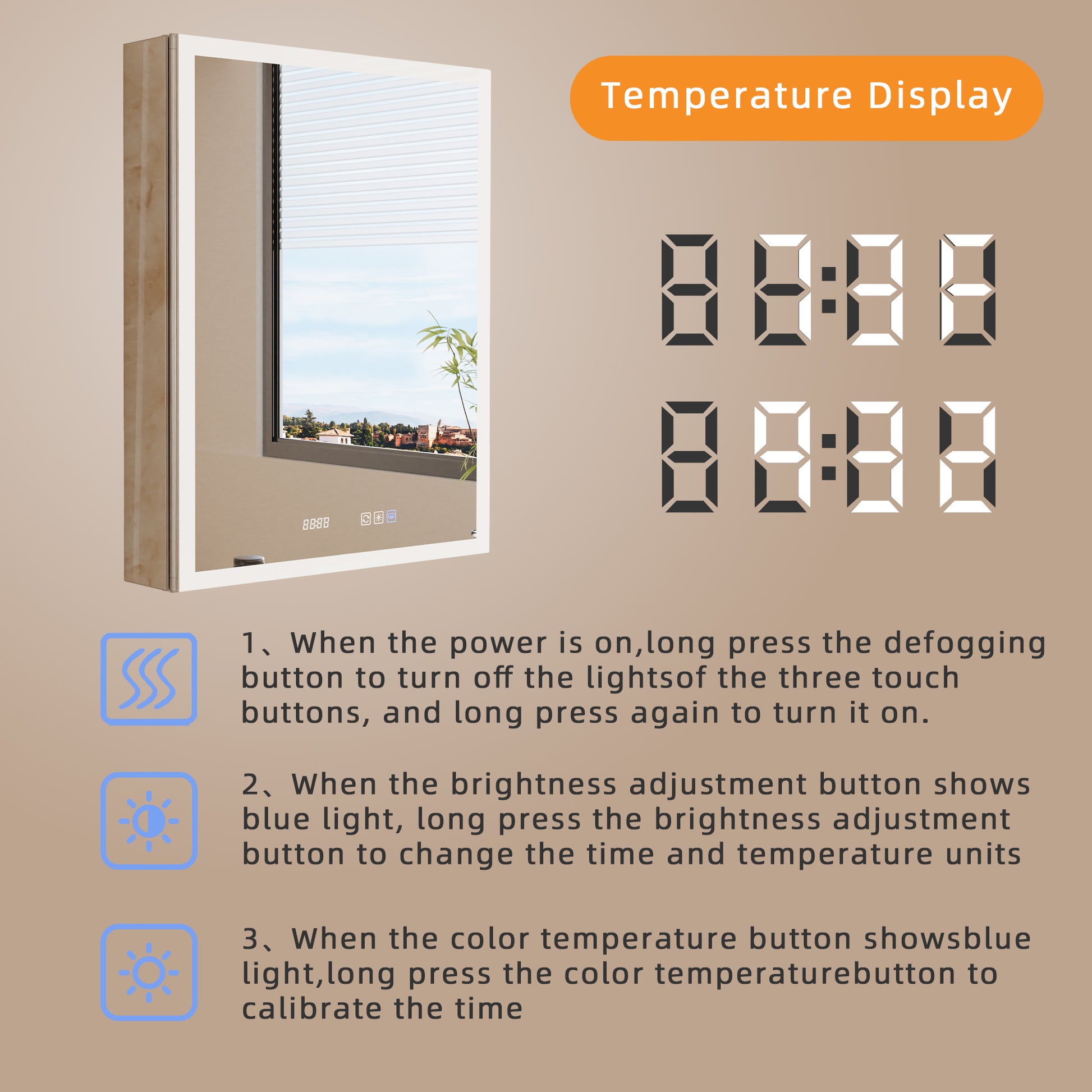 24" W x 30" H LED Lighted Bathroom Medicine Cabinet with Mirror, Tempered Glass Door, Anti-Fog Function and Adjustable Shelves Storage Cabinet