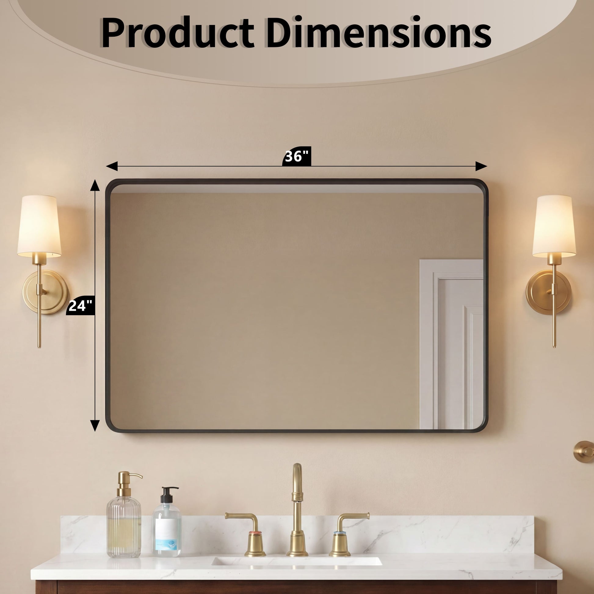 22"-72" W x 28"-40" H 14-Size Modern Aluminum Framed Beveled Bathroom Vanity Mirror with HD Reflection