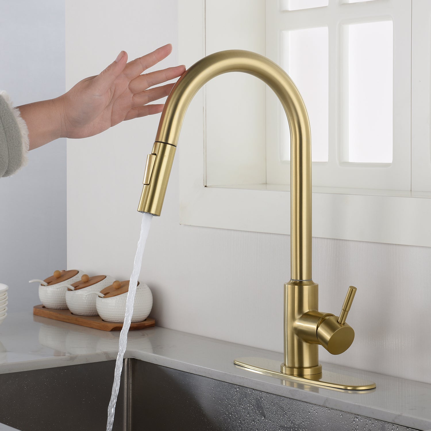 Touch Kitchen Faucet with Pull Down Sprayer-CASAINC
