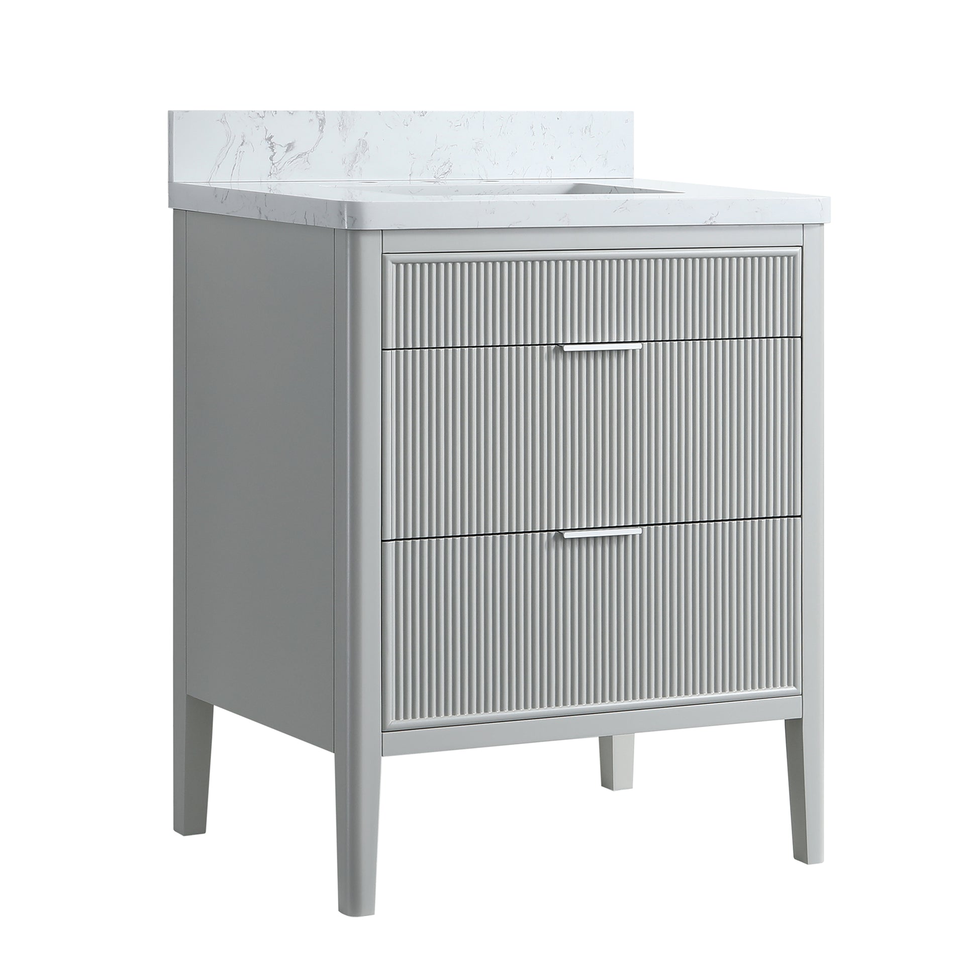 30"/36"/48" Freestanding Single Sink Bathroom Vanity with Solid Wood Construction & Marble Top