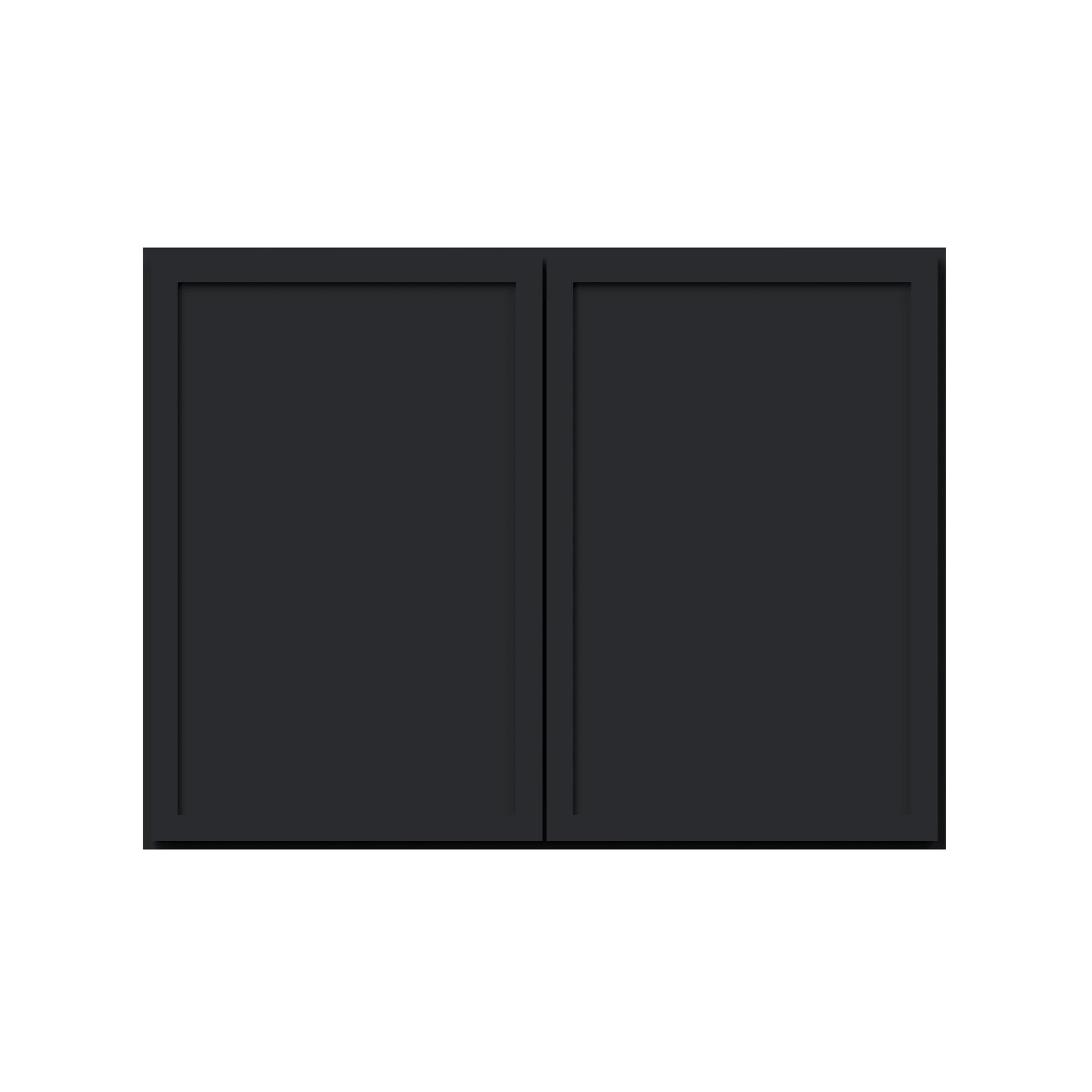 Slim Ebony Black Shaker RTA 24"-36"W x 12"-24"H x 12"D 17-Size Short Wall Cabinet with 2 Doors