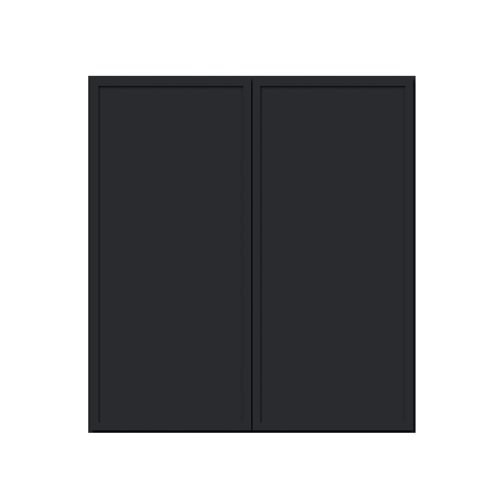 Slim Ebony Black Shaker RTA 24"-36"W x 30"/36"/42"H x 12"D 15-Size Standard Wall Cabinet with 2 Doors