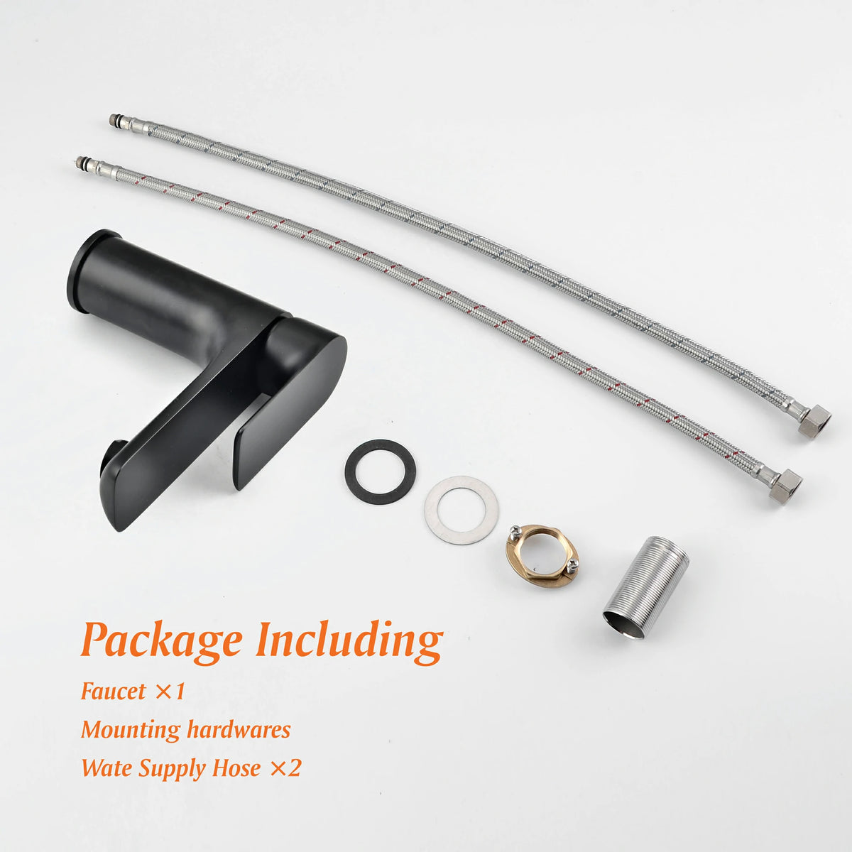 Single-Handle Bathroom Sink Faucet in Brushed Gold/Matte Black with Water Supply Lines