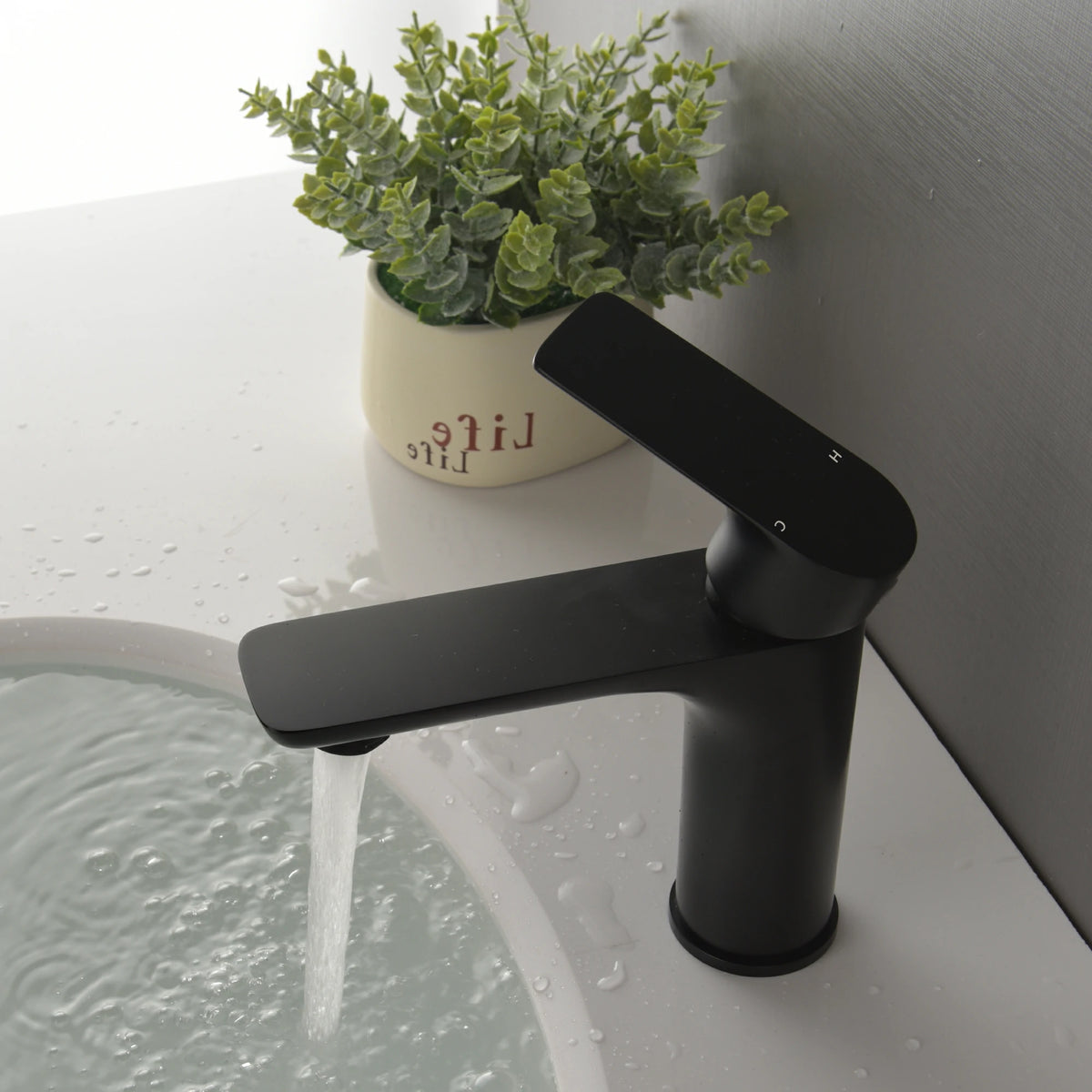 Single-Handle Bathroom Sink Faucet in Brushed Gold/Matte Black with Water Supply Lines