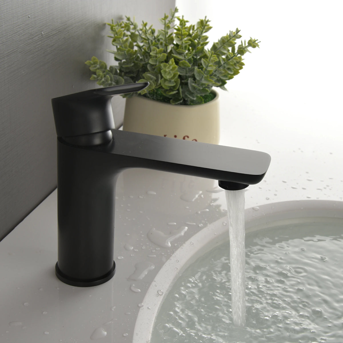 Single-Handle Bathroom Sink Faucet in Brushed Gold/Matte Black with Water Supply Lines