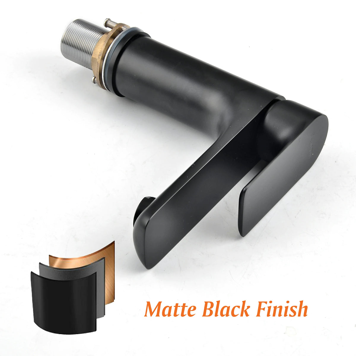 Single-Handle Bathroom Sink Faucet in Brushed Gold/Matte Black with Water Supply Lines