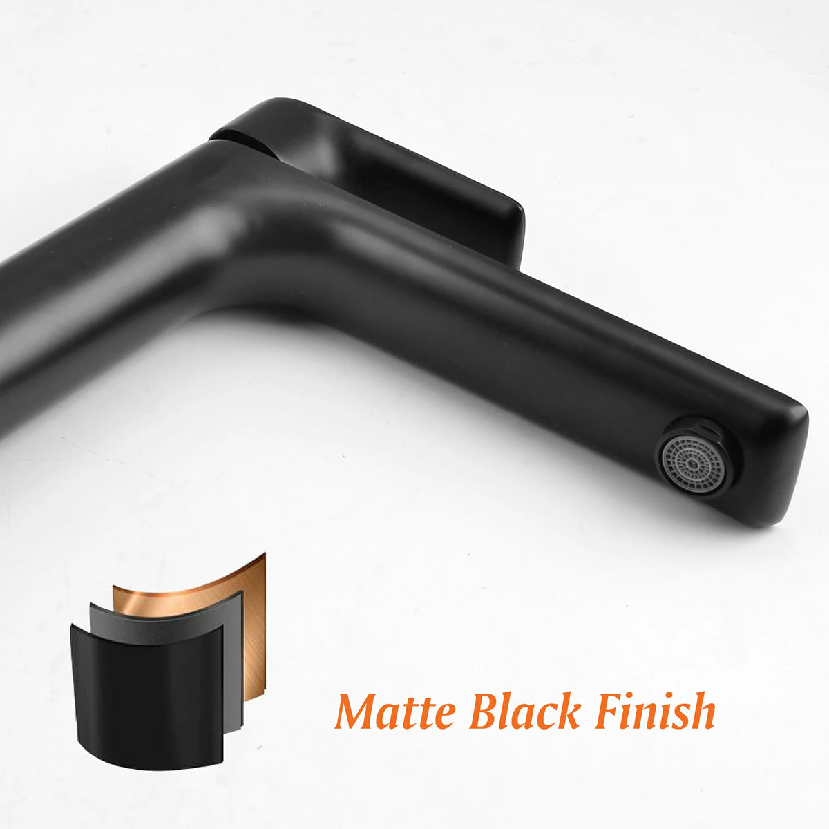 12" High Brass Bathroom Sink Faucet with Rectangular Aerated Spout & Brushed Gold/Matte Black Finish