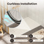 60"x32"/36" Curbless SMC Shower Base with Flamed Rock Slip-Resistant Surface, Reversible Drain