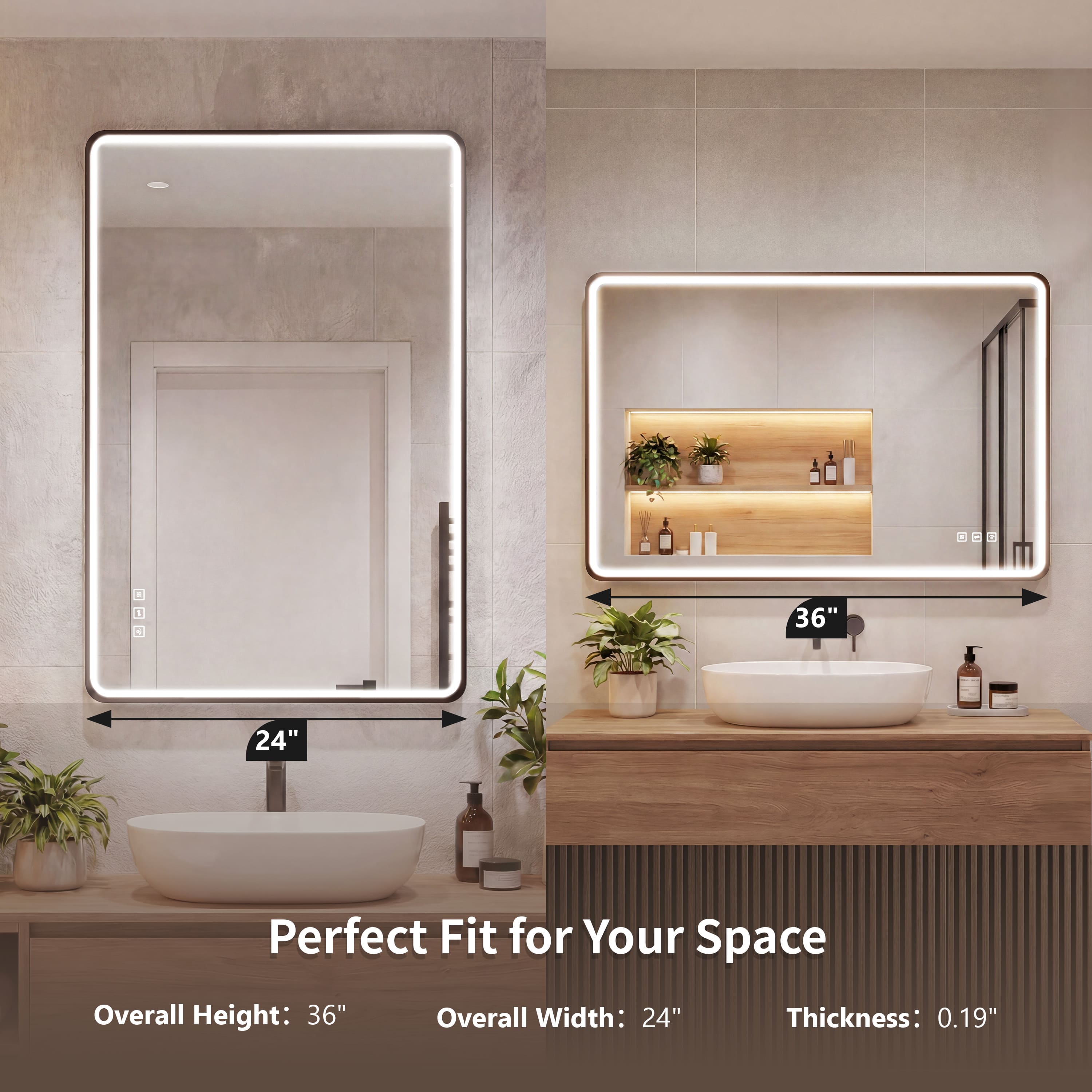 Contemporary Rectangular Aluminum Framed Bathroom LED Mirror