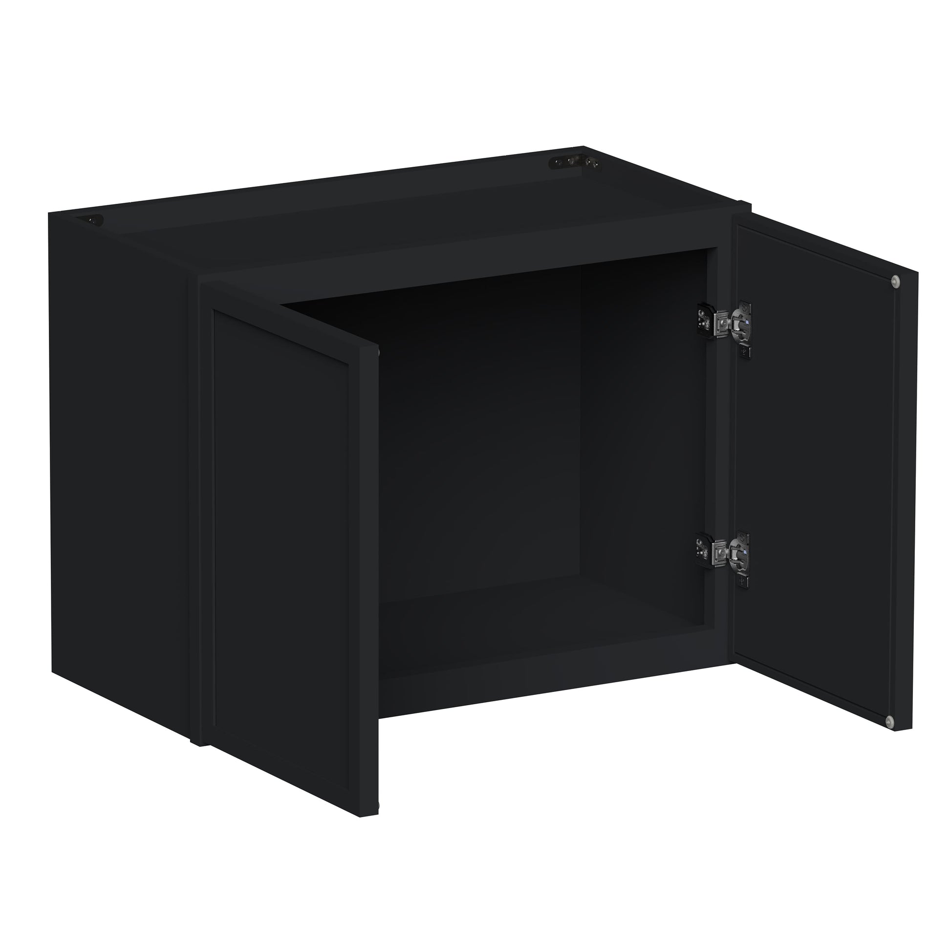 Slim Ebony Black Shaker RTA 24"-36"W x 12"-24"H x 12"D 17-Size Short Wall Cabinet with 2 Doors