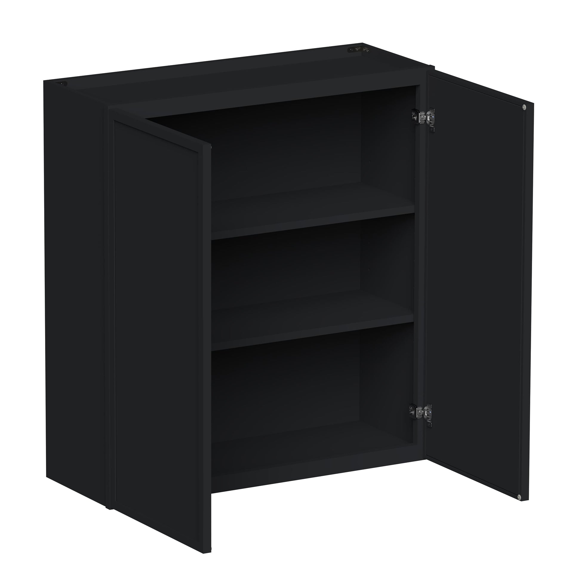 Slim Ebony Black Shaker RTA 24"-36"W x 30"/36"/42"H x 12"D 15-Size Standard Wall Cabinet with 2 Doors