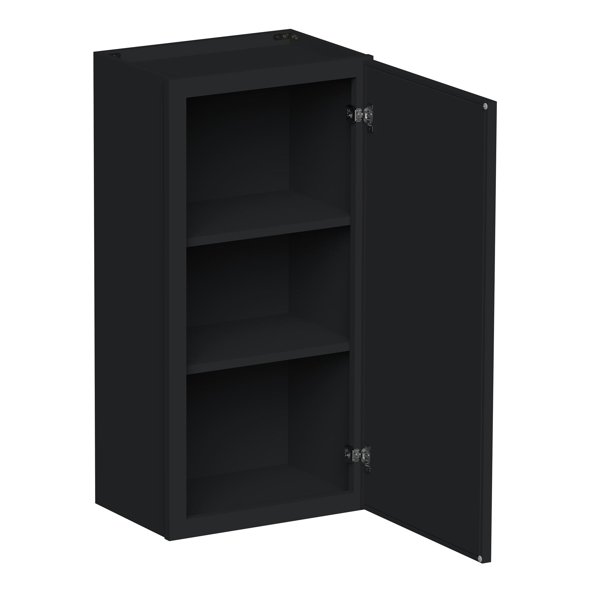 Slim Ebony Black Shaker RTA 9"-21"W x 30"/36"/42"H x 12"D 15-Size Single Door Standard Wall Cabinet