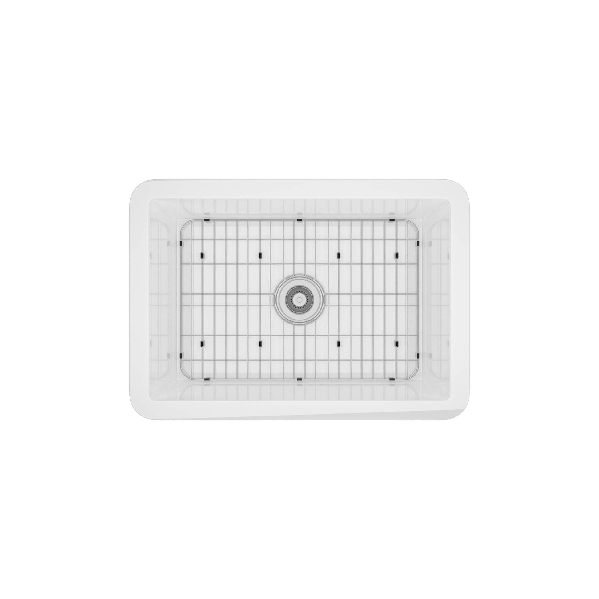 27 in. Undermount Single Bowl Fireclay Kitchen Sink with Grid and Drainer With cUPC Certified, in Glossy White/Matte Black/Matte Gray
