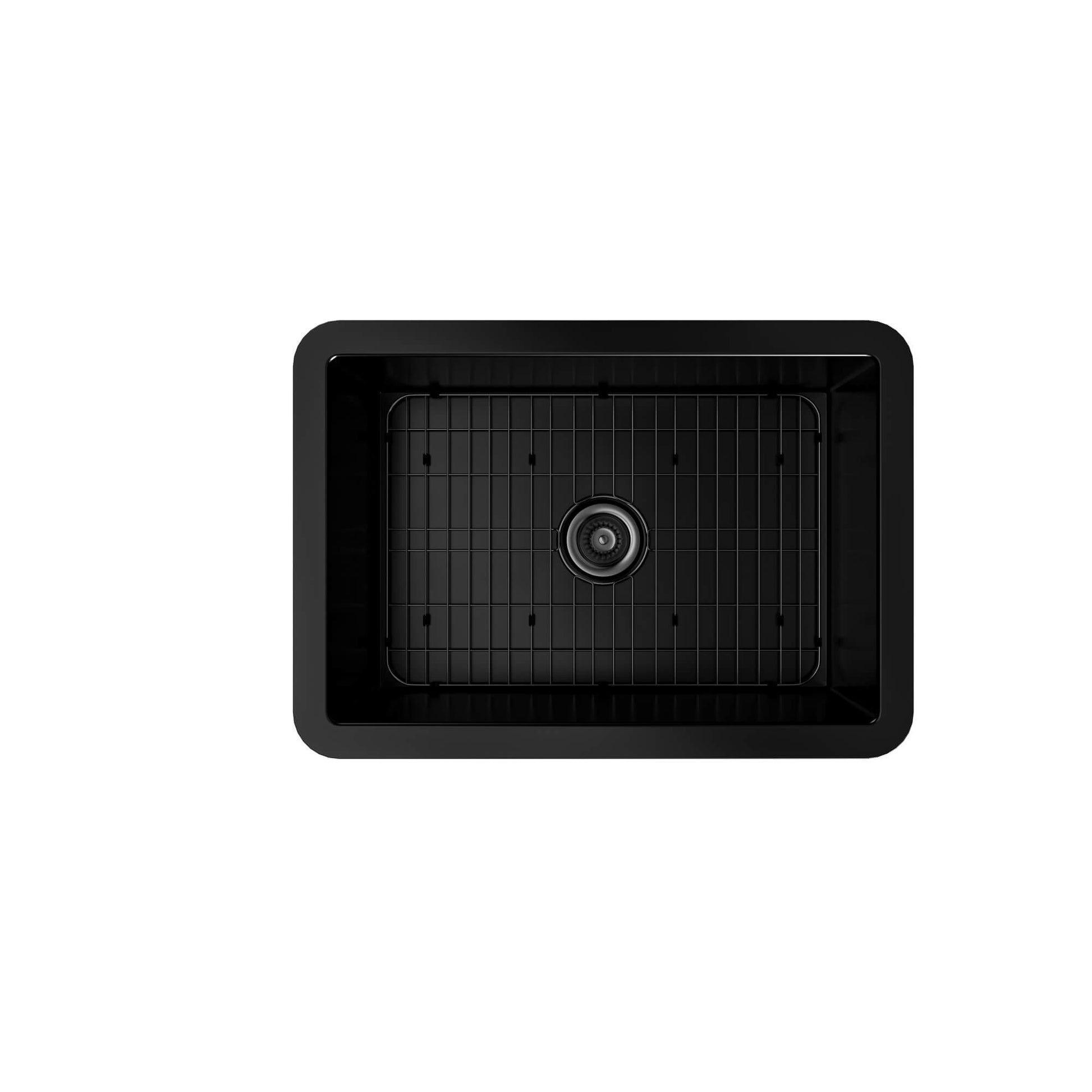 27 in. Undermount Single Bowl Fireclay Kitchen Sink with Grid and Drainer With cUPC Certified, in Glossy White/Matte Black/Matte Gray