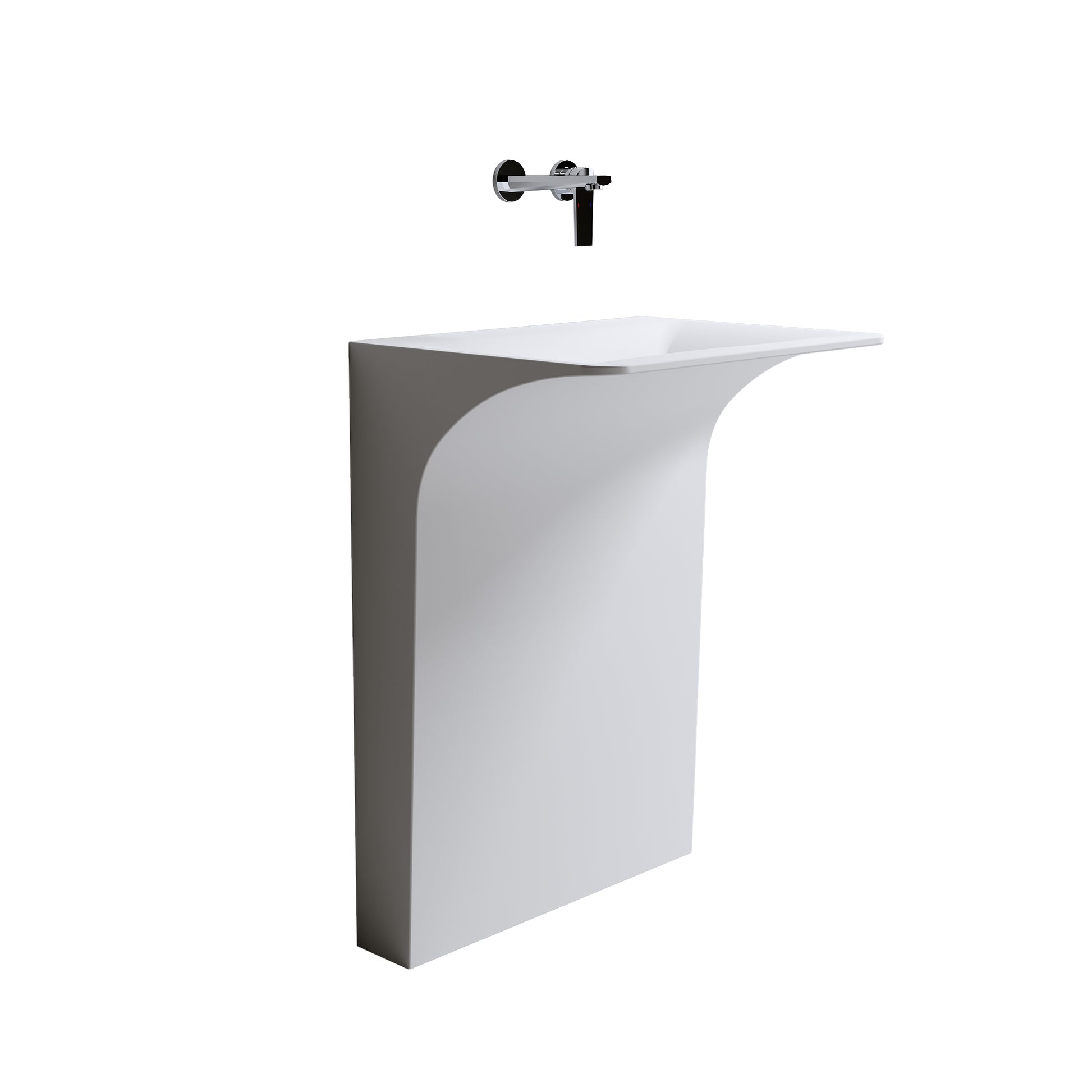 Architectural Matte White Solid Surface Wall-Mounted Pedestal Sink