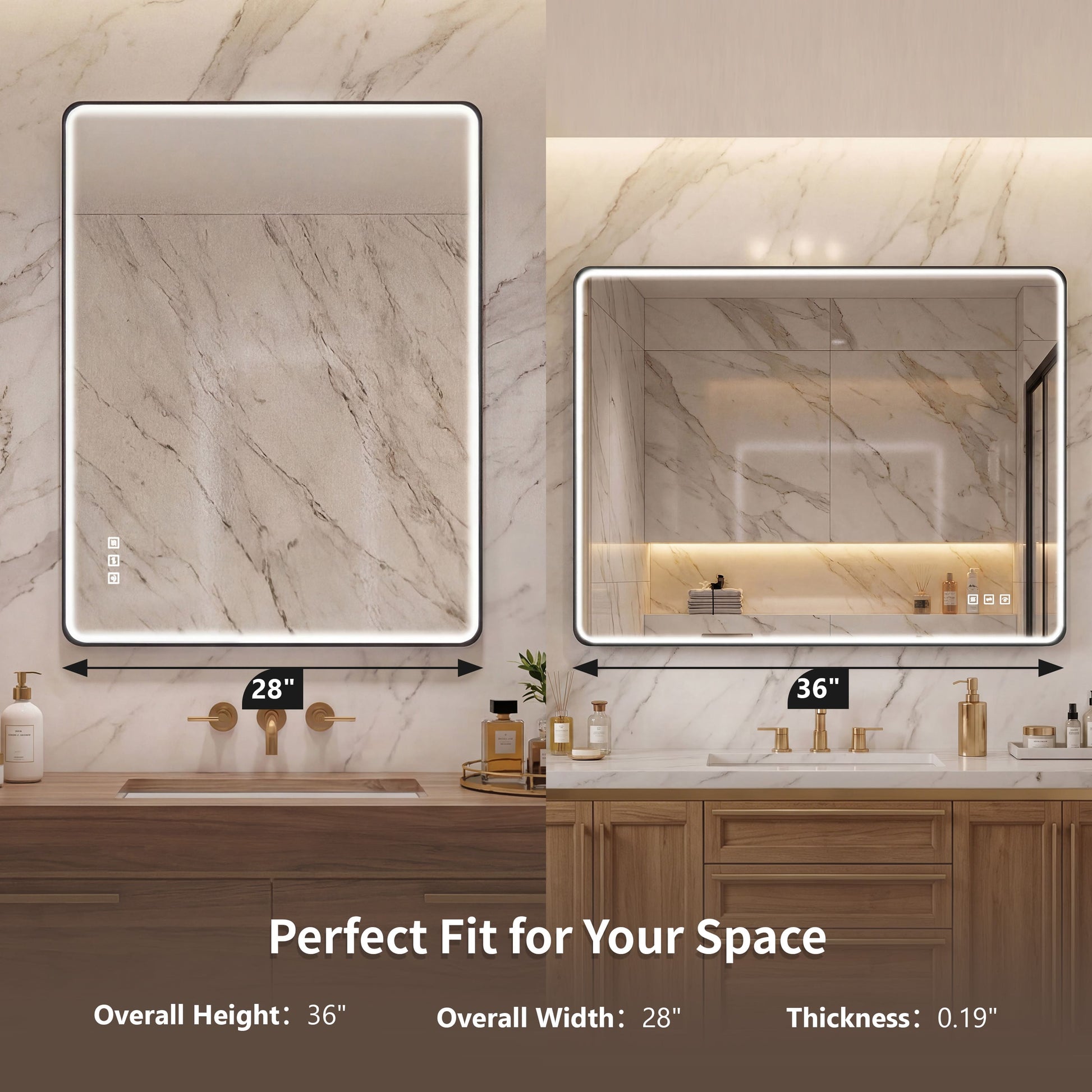 Contemporary Rectangular Aluminum Framed Bathroom LED Mirror