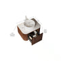 Floating Bathroom Vanity with Curved Edges, Fluted Drawer Fronts, Carrara Sintered Stone Top and Round Ceramic Vessel Sink, Natural Woodgrain / Dark Walnut