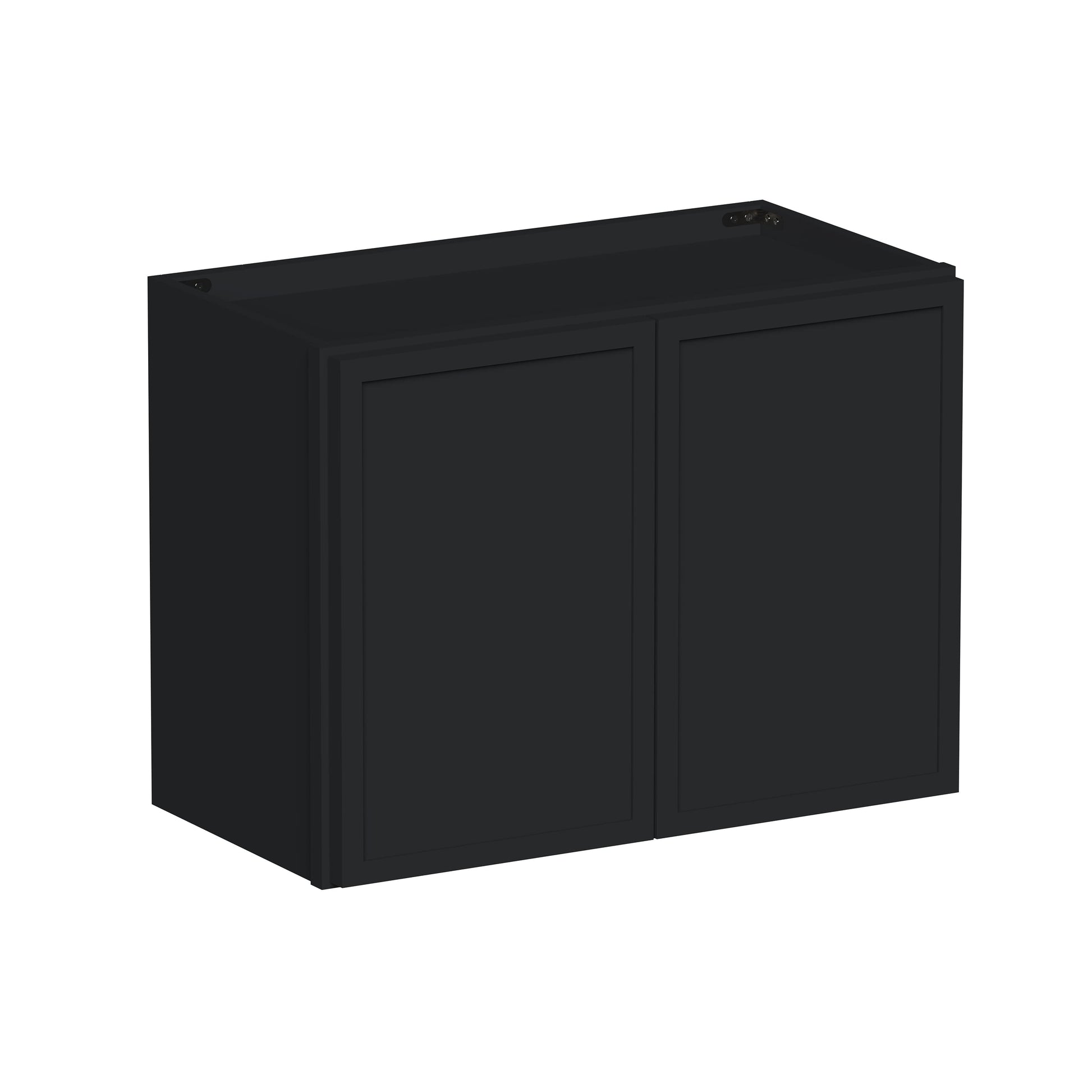 Slim Ebony Black Shaker RTA 24"-36"W x 12"-24"H x 12"D 17-Size Short Wall Cabinet with 2 Doors